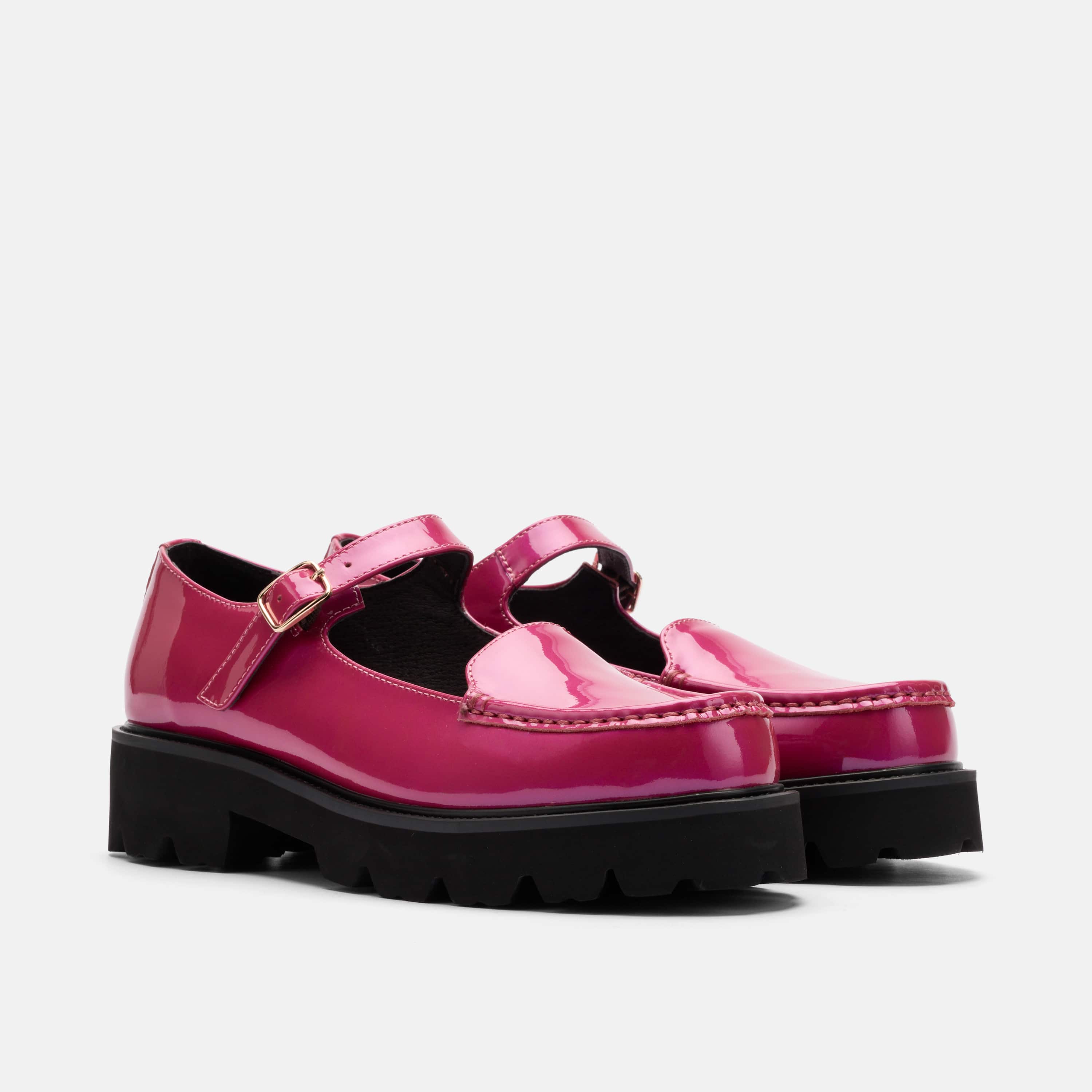 Lennox Magenta Patent Lug Mary Jane Loafer