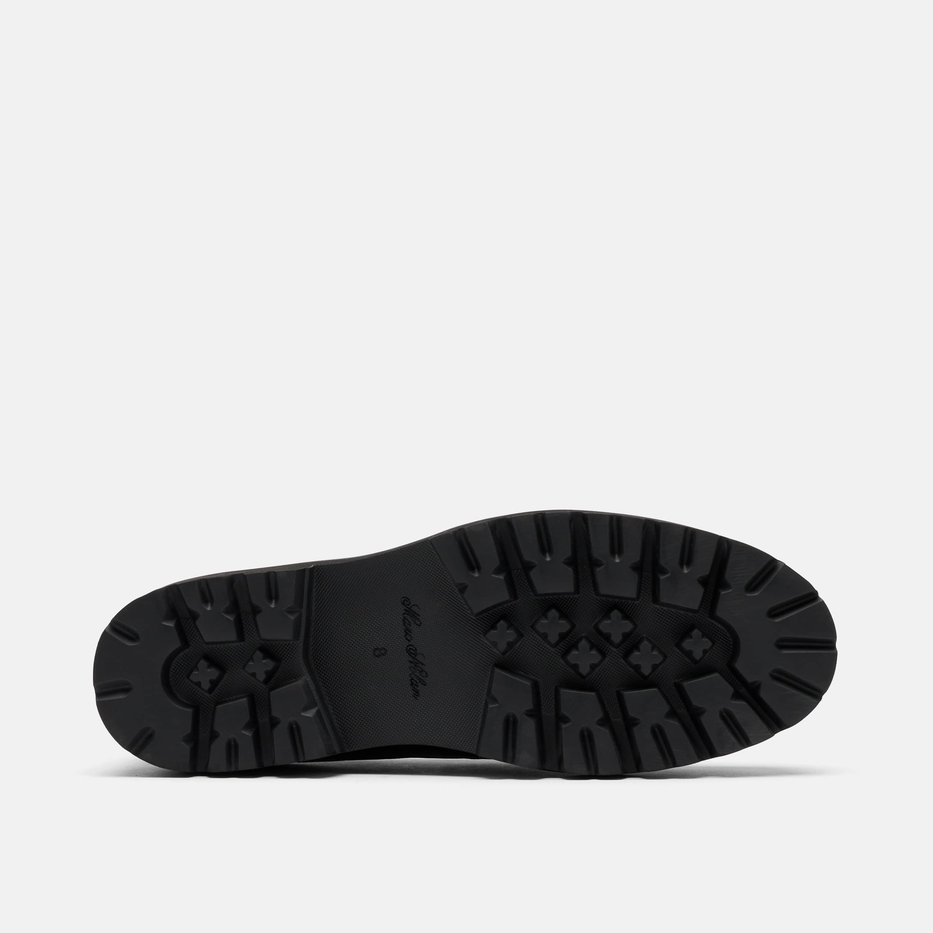Adler Black Lizard Leather Lug Penny Loafers