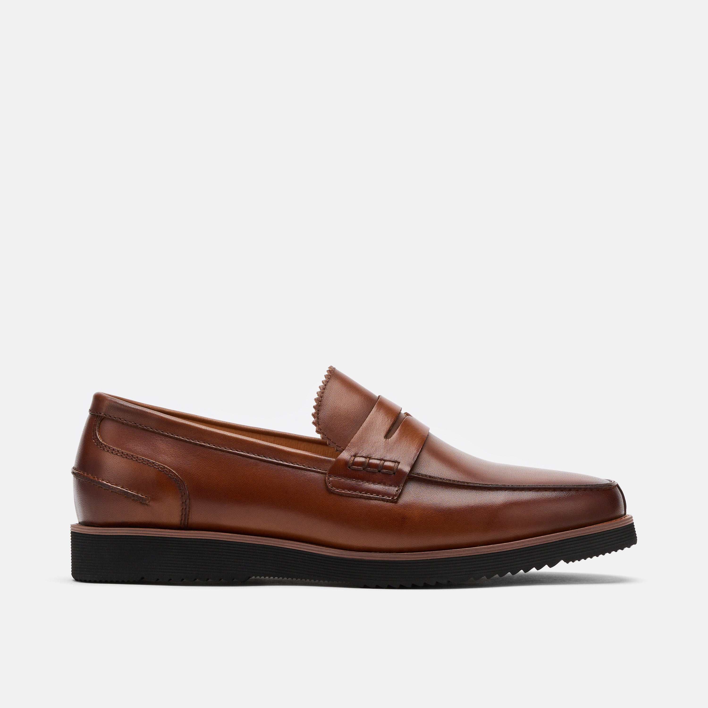 Abe Mahogany Leather Penny Loafers