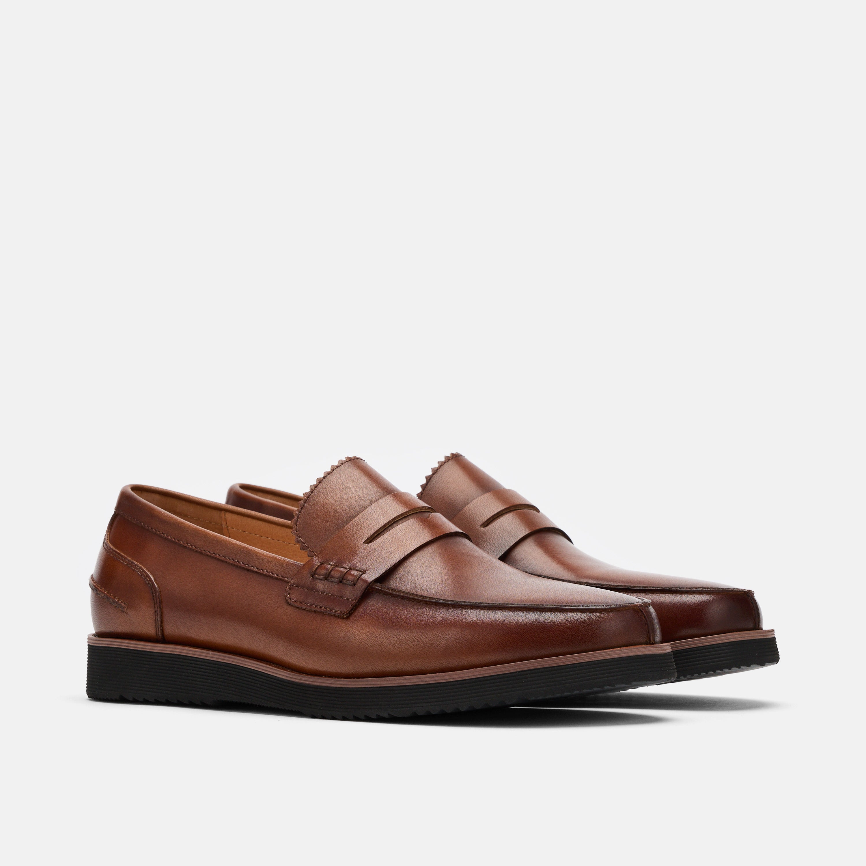 Abe Mahogany Leather Penny Loafers