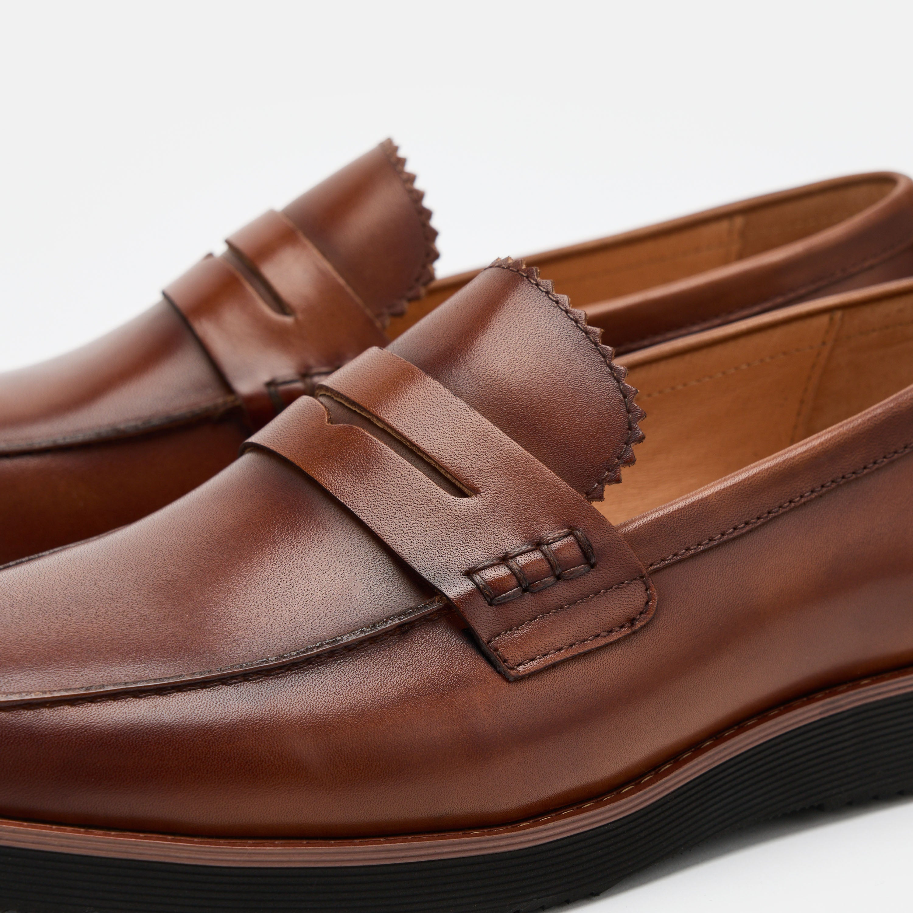 Abe Mahogany Leather Penny Loafers