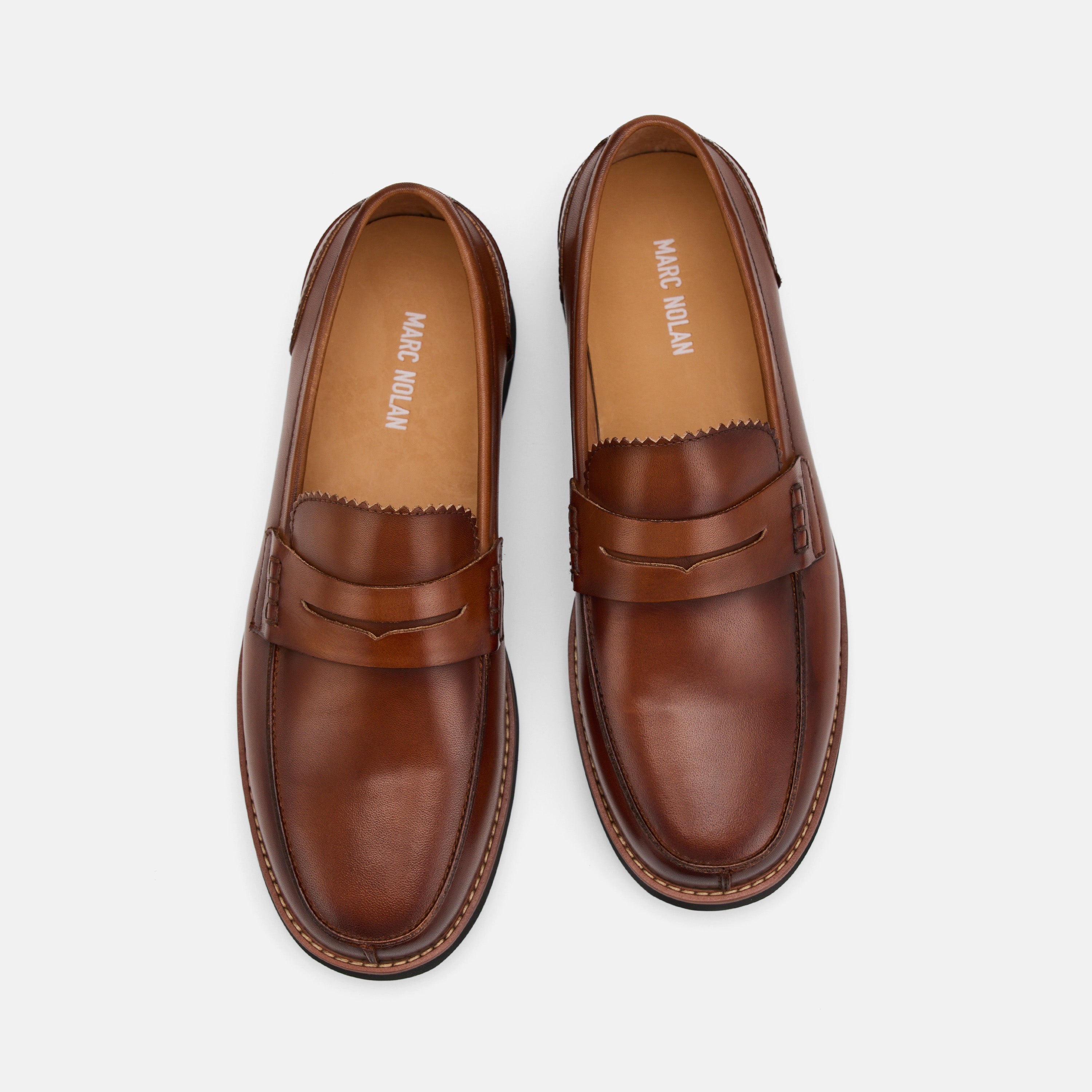 Abe Mahogany Leather Penny Loafers