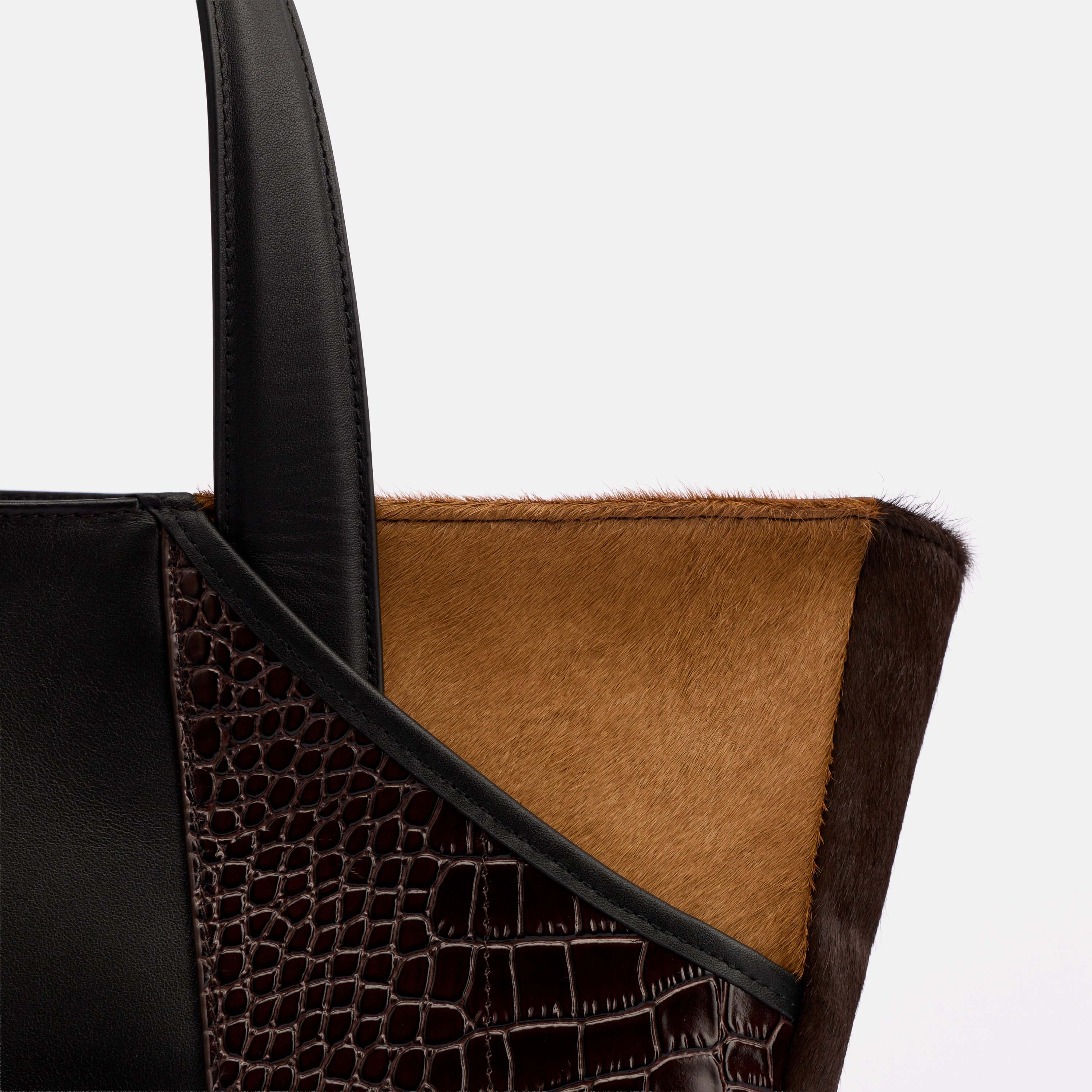 Marissa Structured Tote - Dark Brown Croc Leather