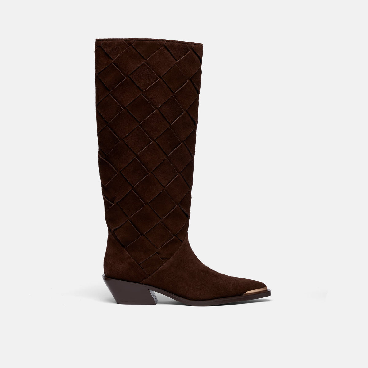 Maverick Brown Woven Suede Knee-High Boot