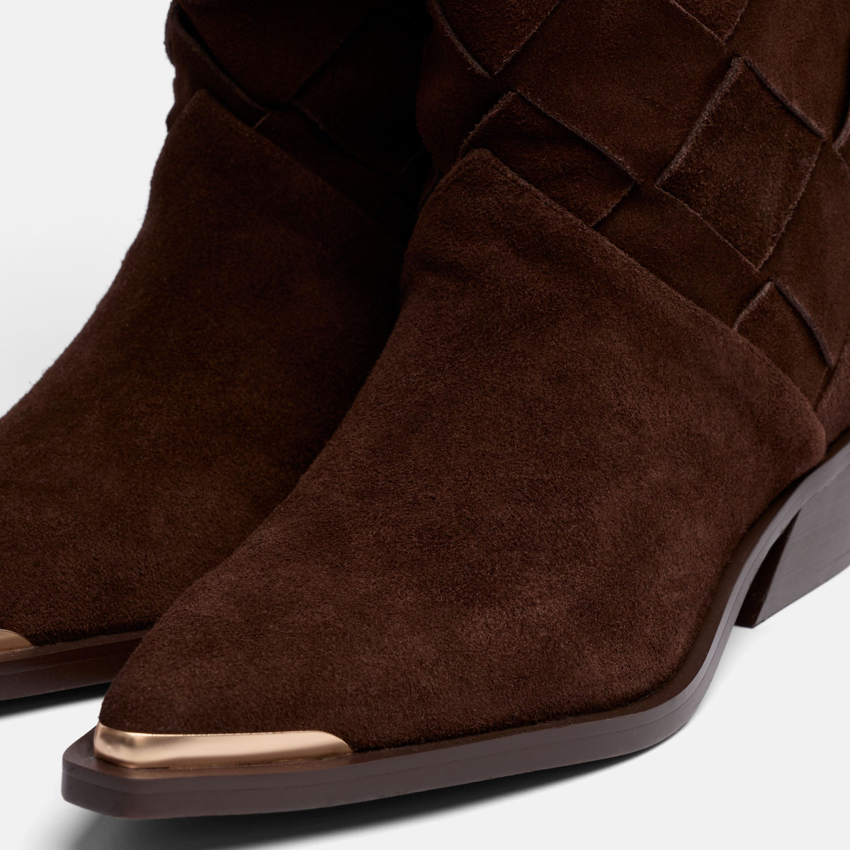 Maverick Brown Woven Suede Knee-High Boot