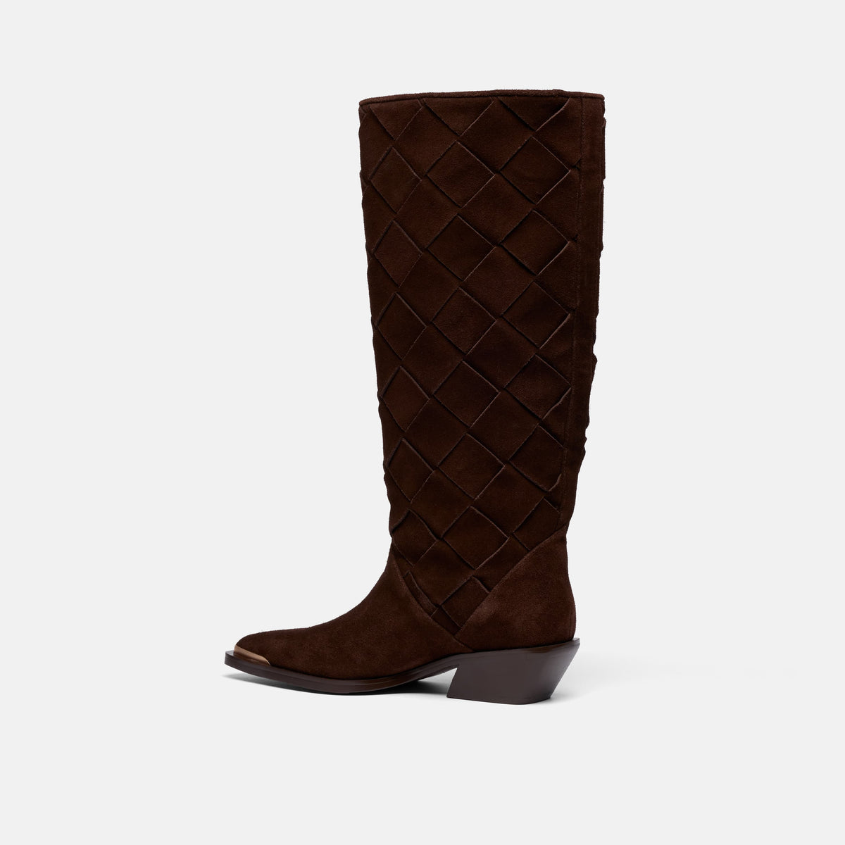 Maverick Brown Woven Suede Knee-High Boot