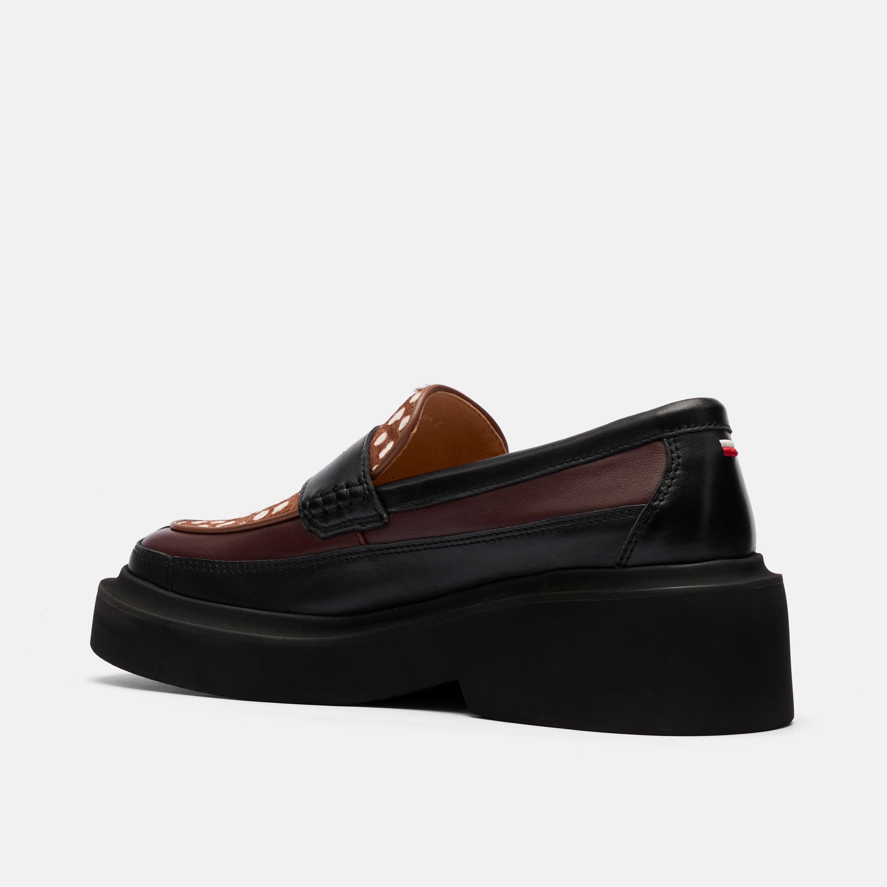 Melba Penny Loafer – Burgundy Spotted Calf Hair