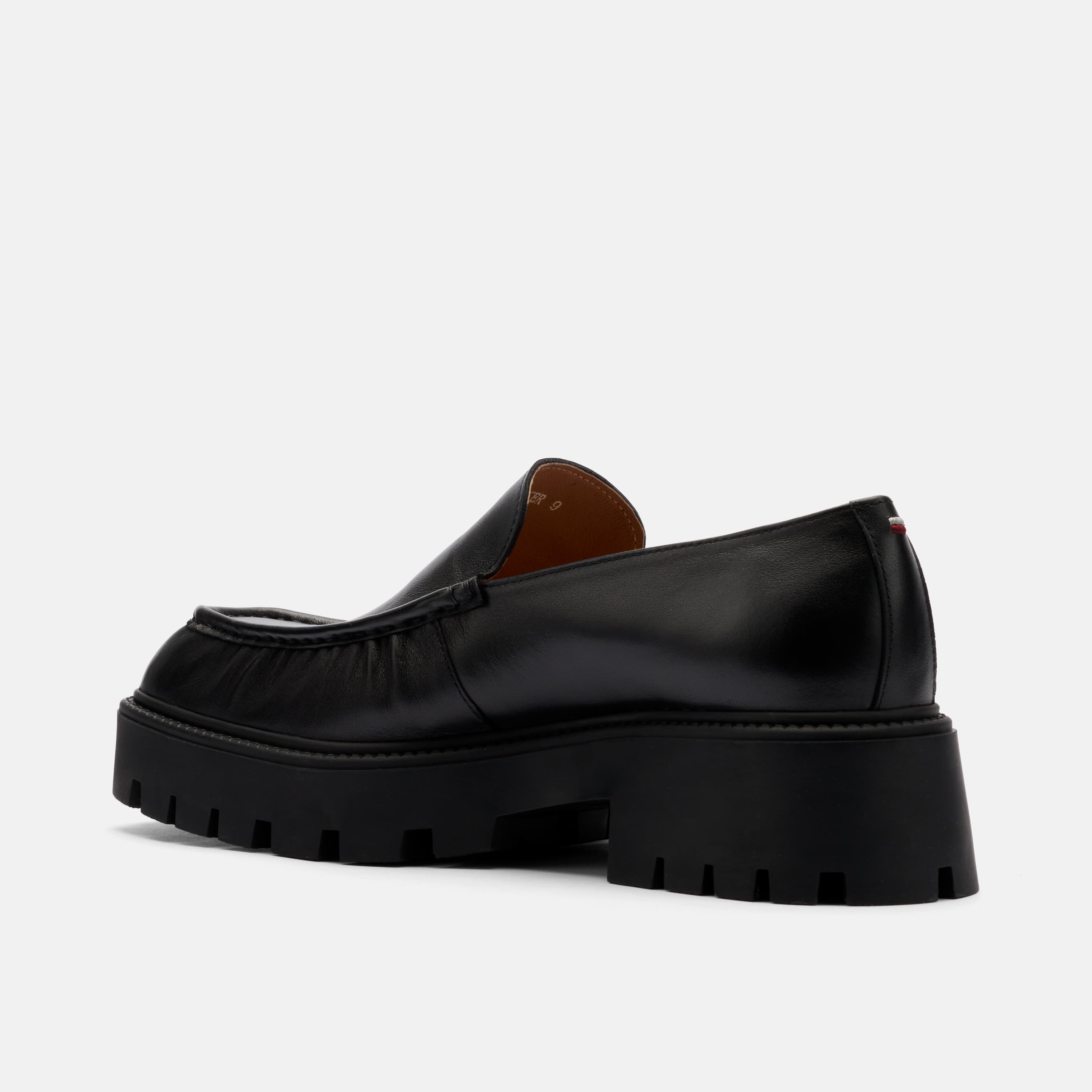 Mercer Black Leather Pleated Loafer