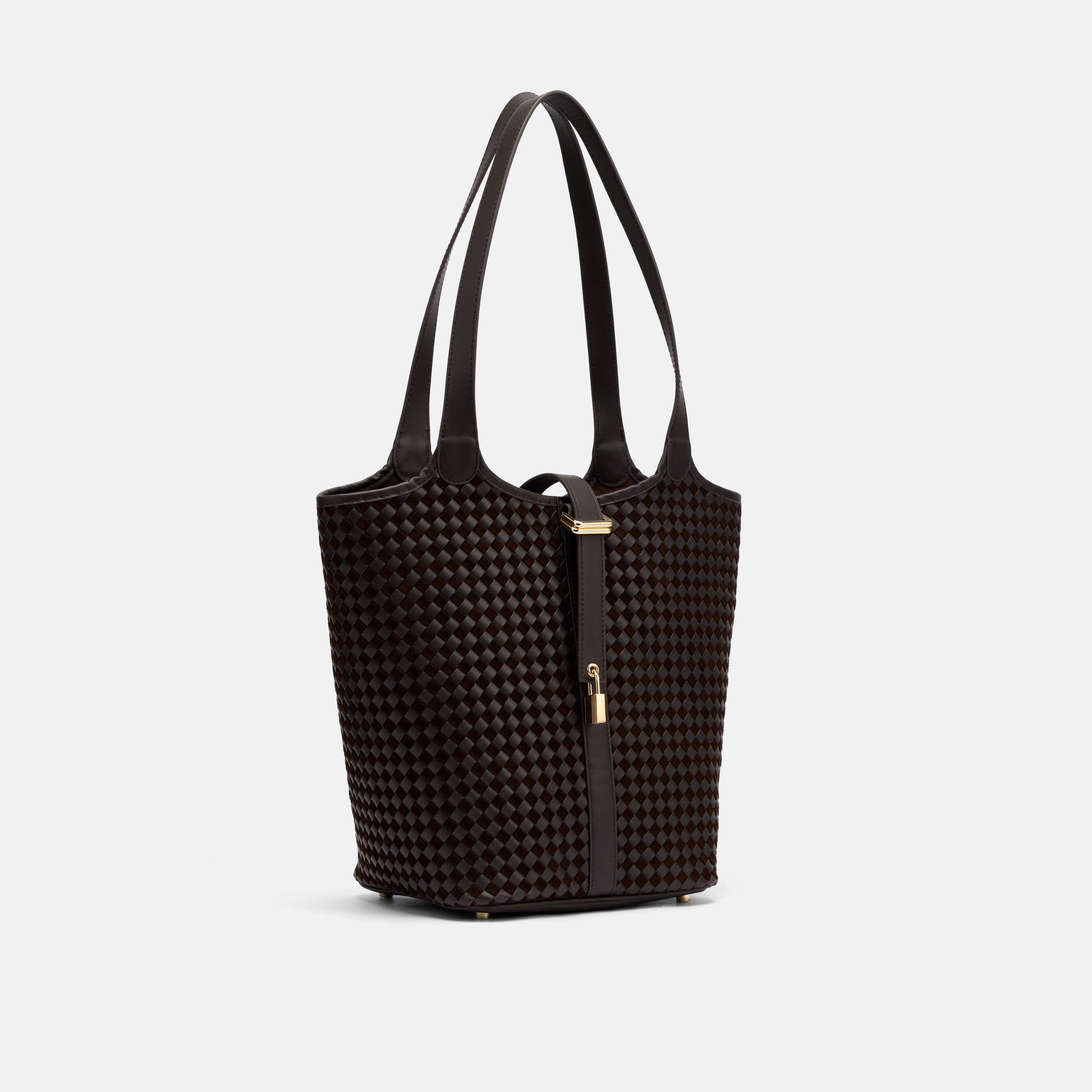 Mila Brown Woven Leather Tote Bag