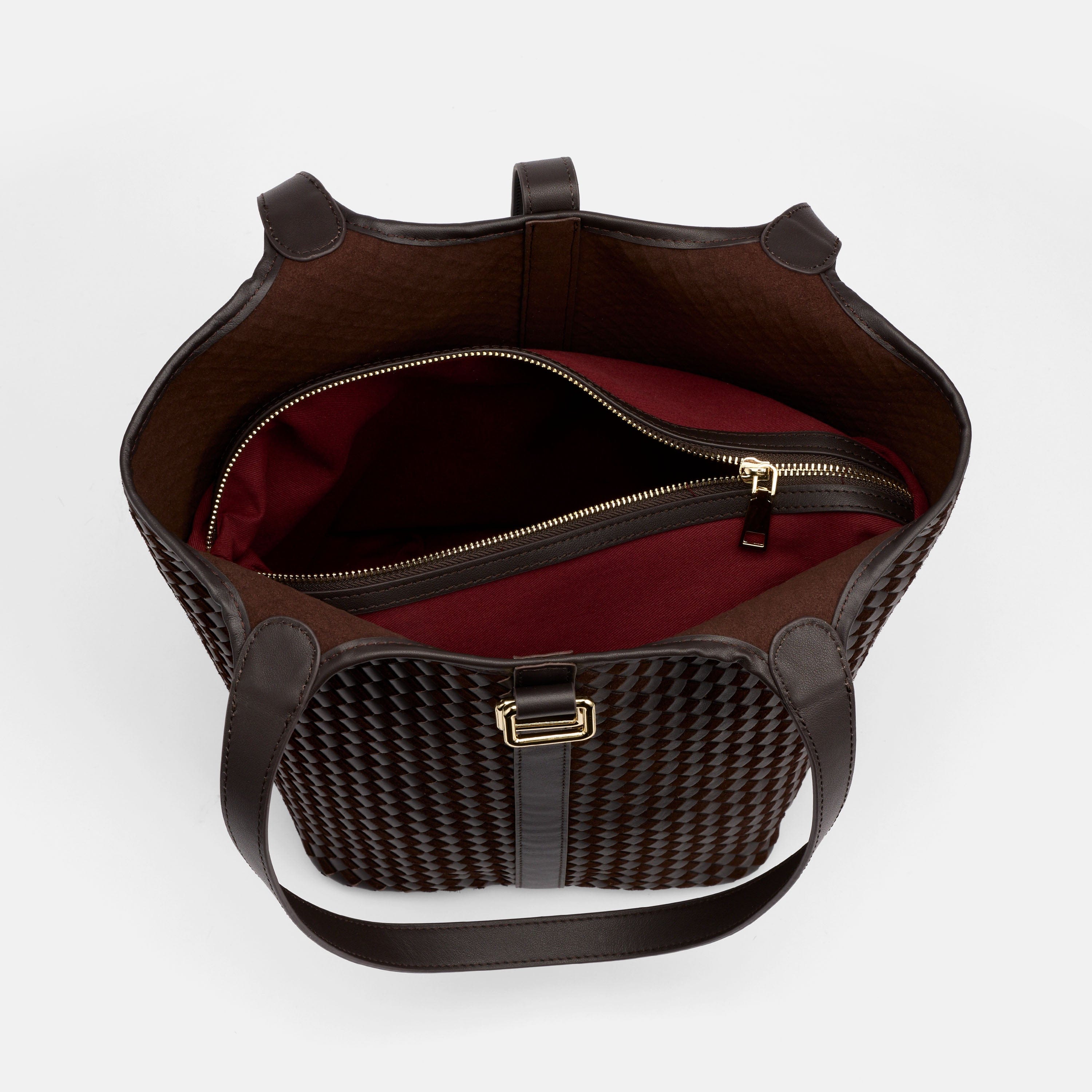 Mila Brown Woven Leather Tote Bag