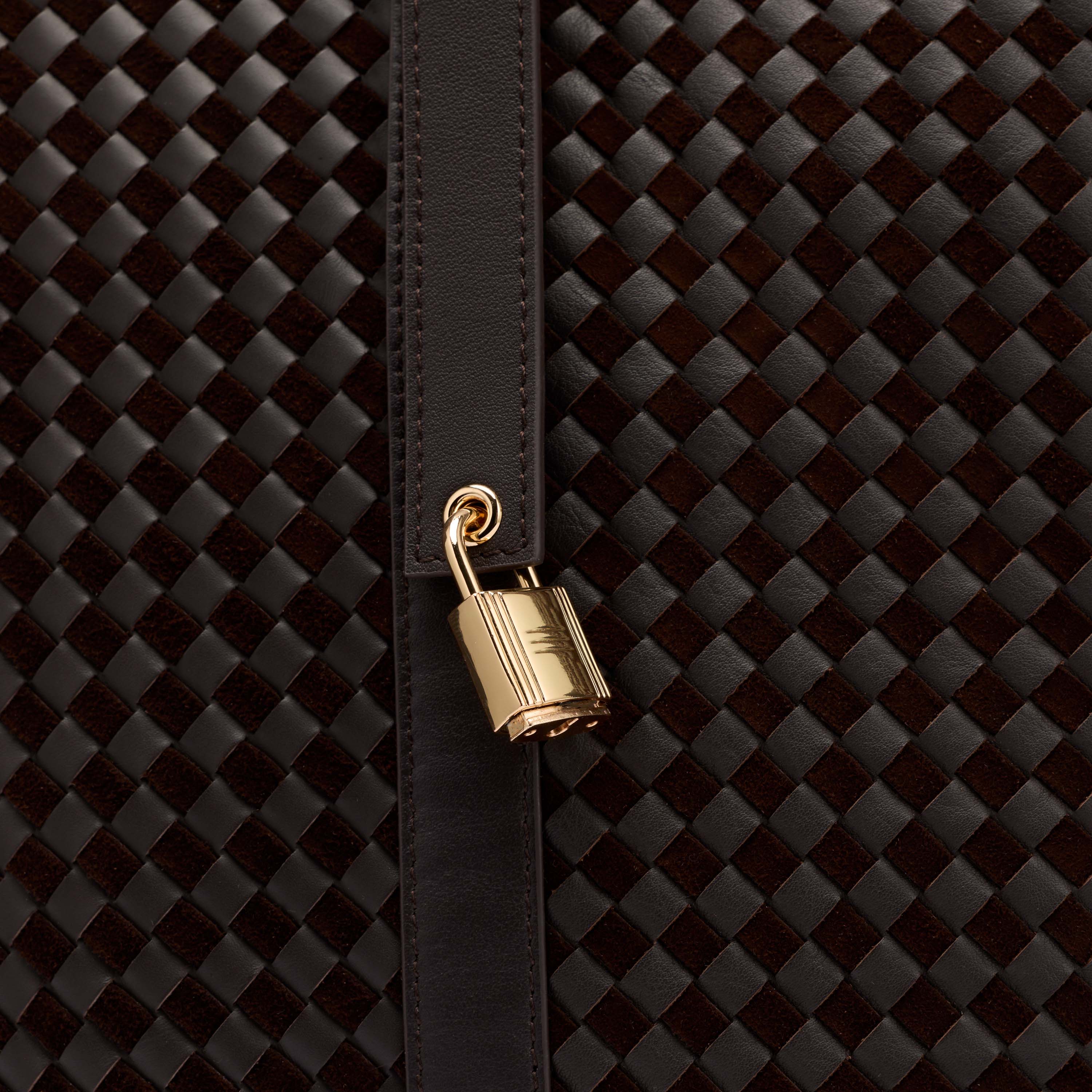 Mila Brown Woven Leather Tote Bag