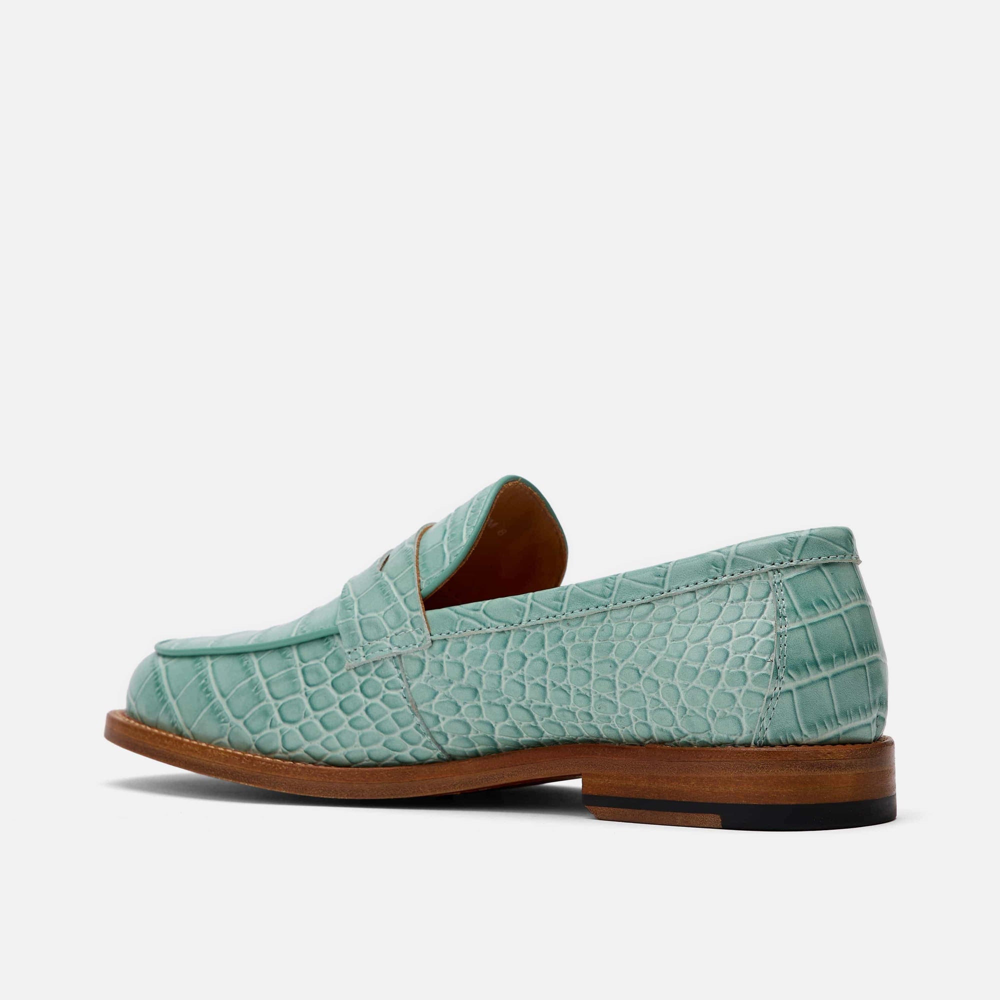 Ms. Calum Mint Blue Leather Penny Loafers