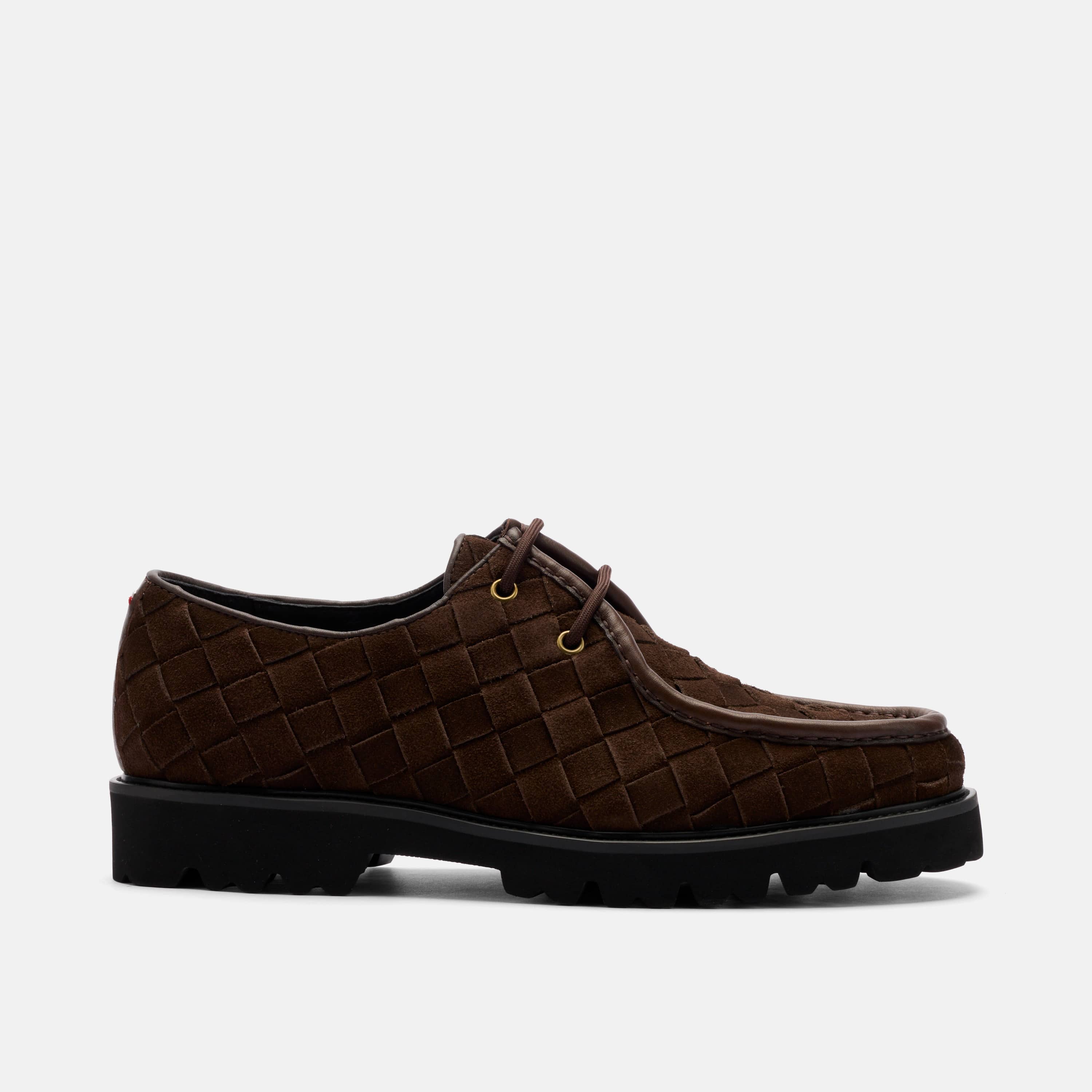 Montana Brown Woven Suede Moc Toe Derbys