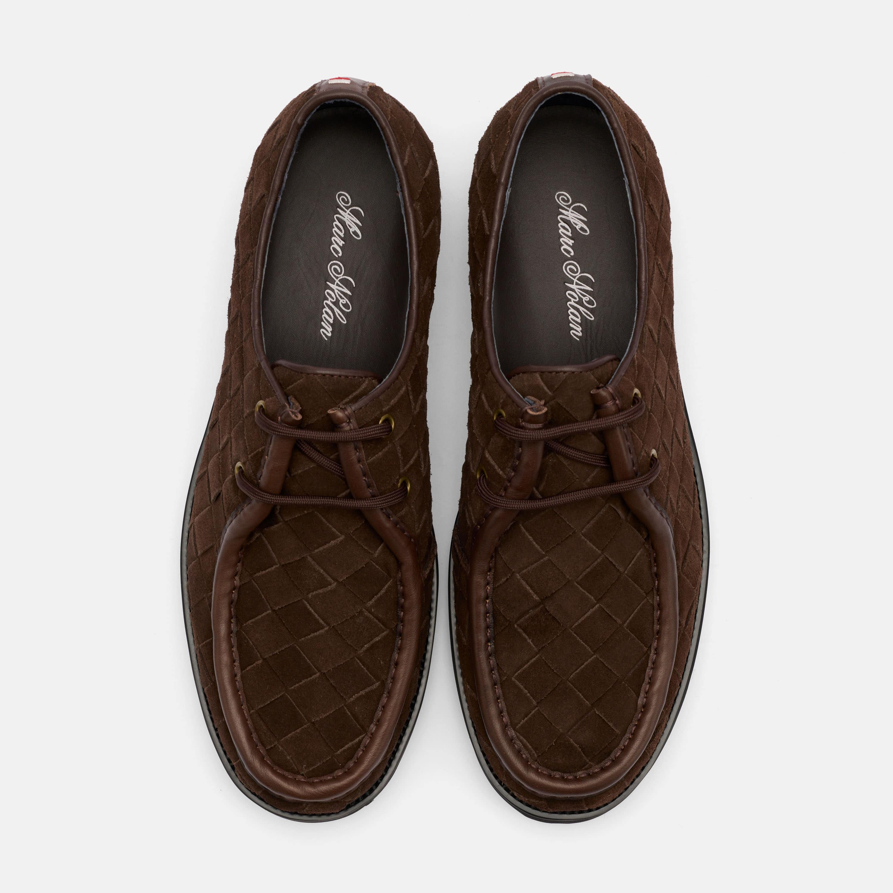 Montana Brown Woven Suede Moc Toe Derbys