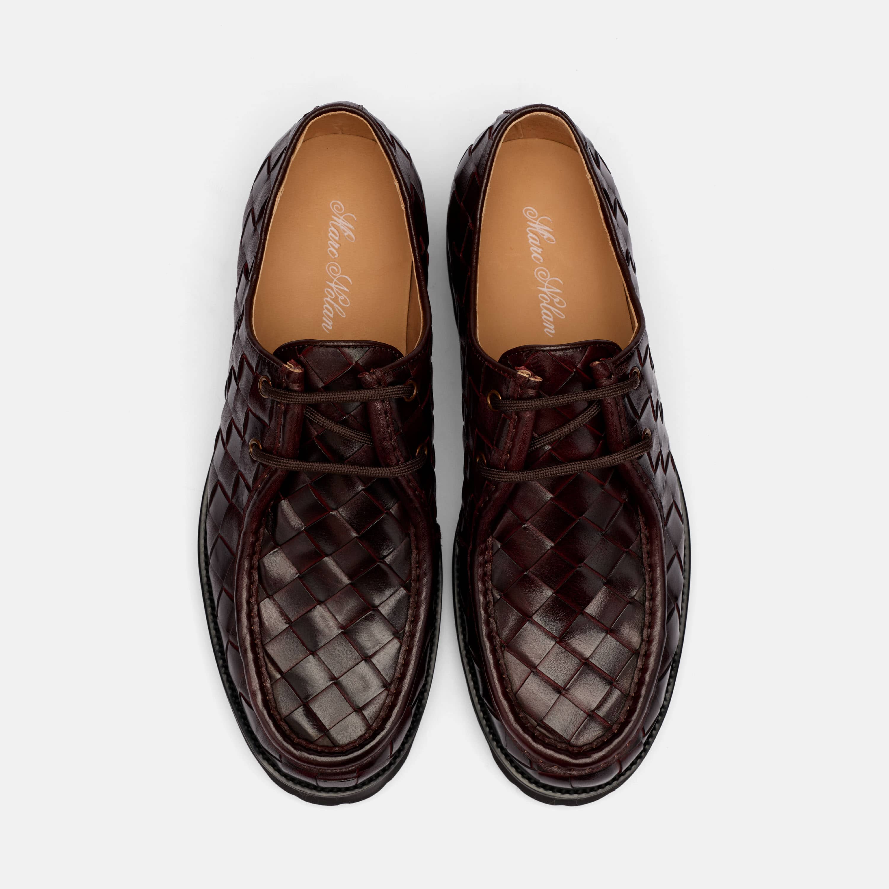 Montana Burgundy Woven Leather Moc Toe Derbys