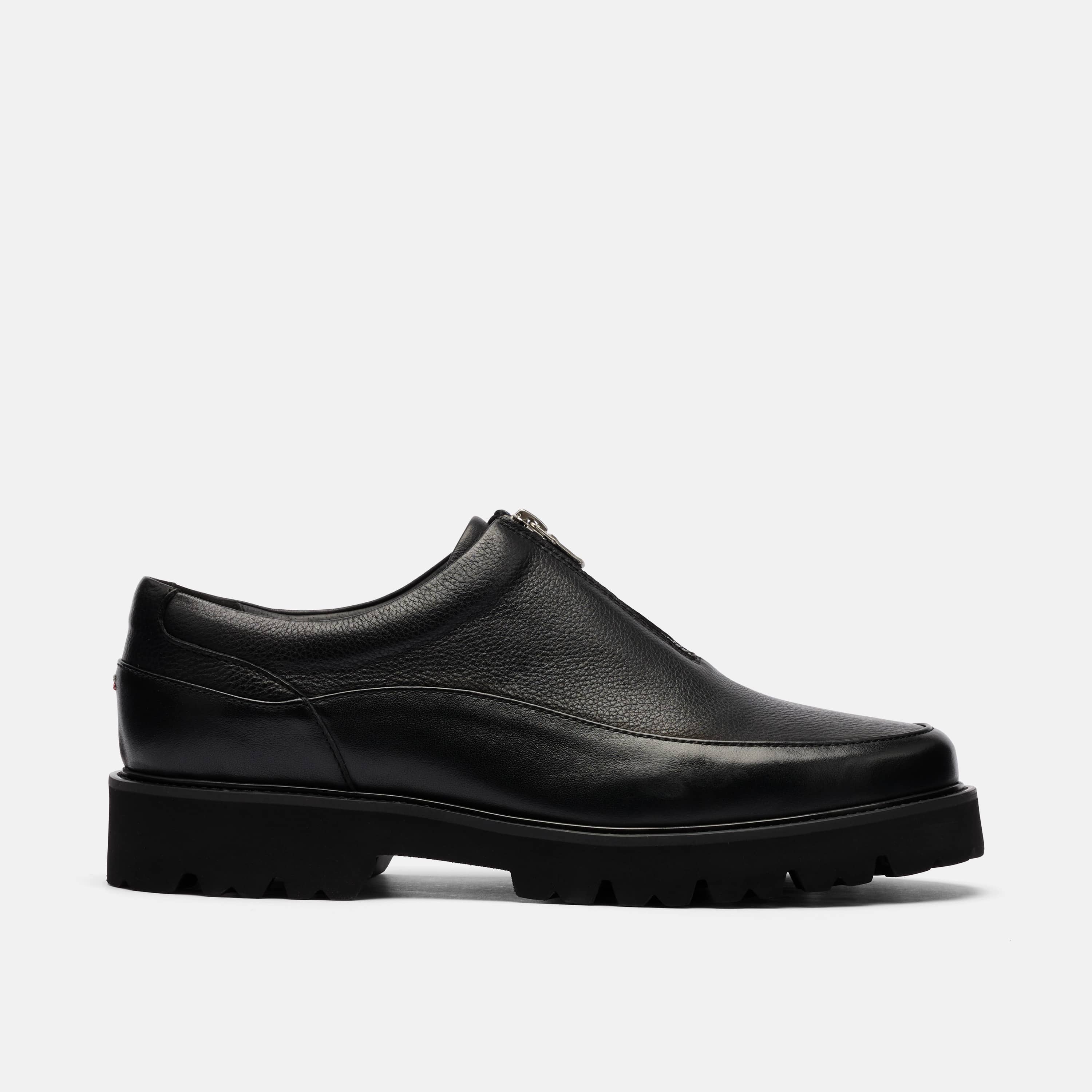 Monza Black Leather Zip Shoe