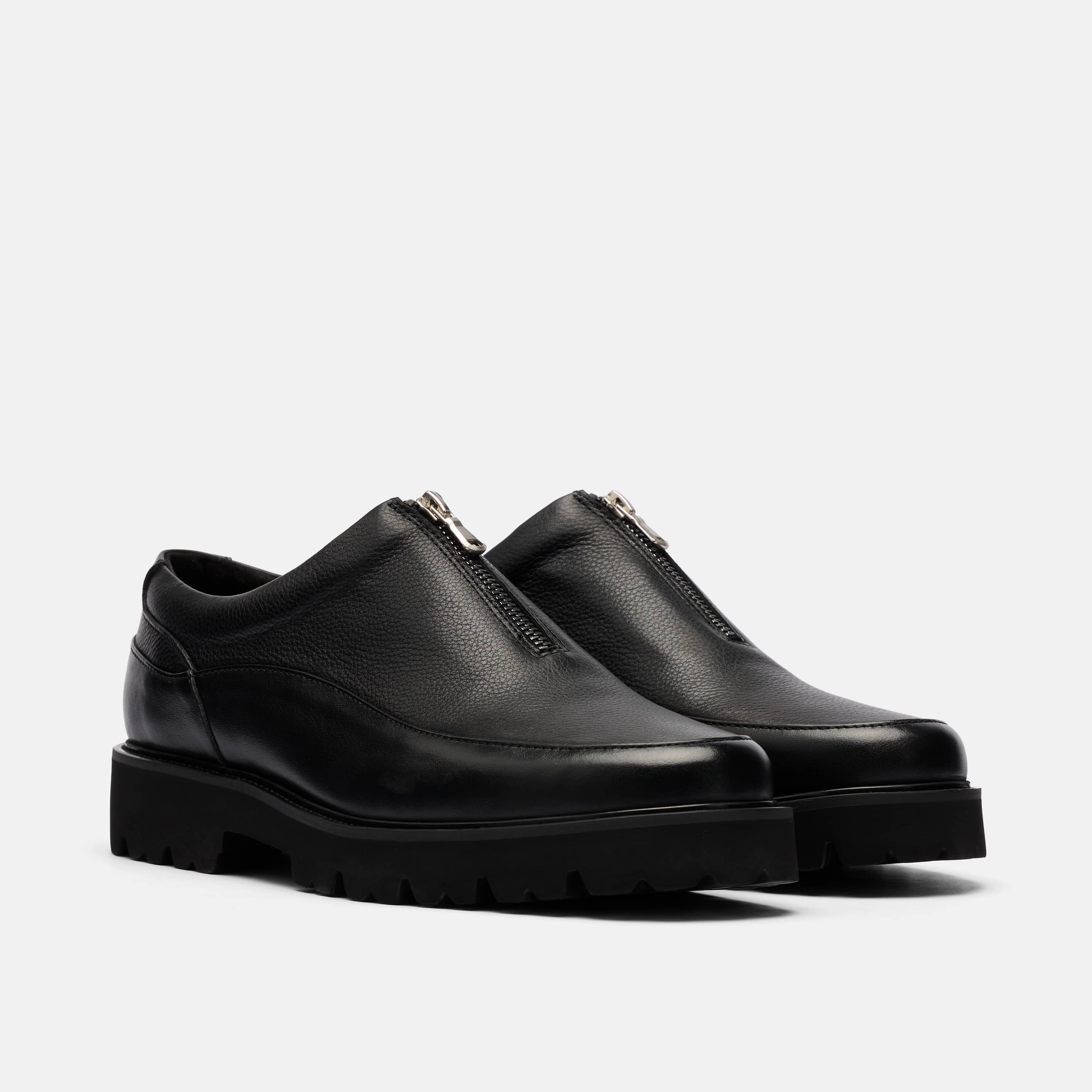 Monza Black Leather Zip Shoe