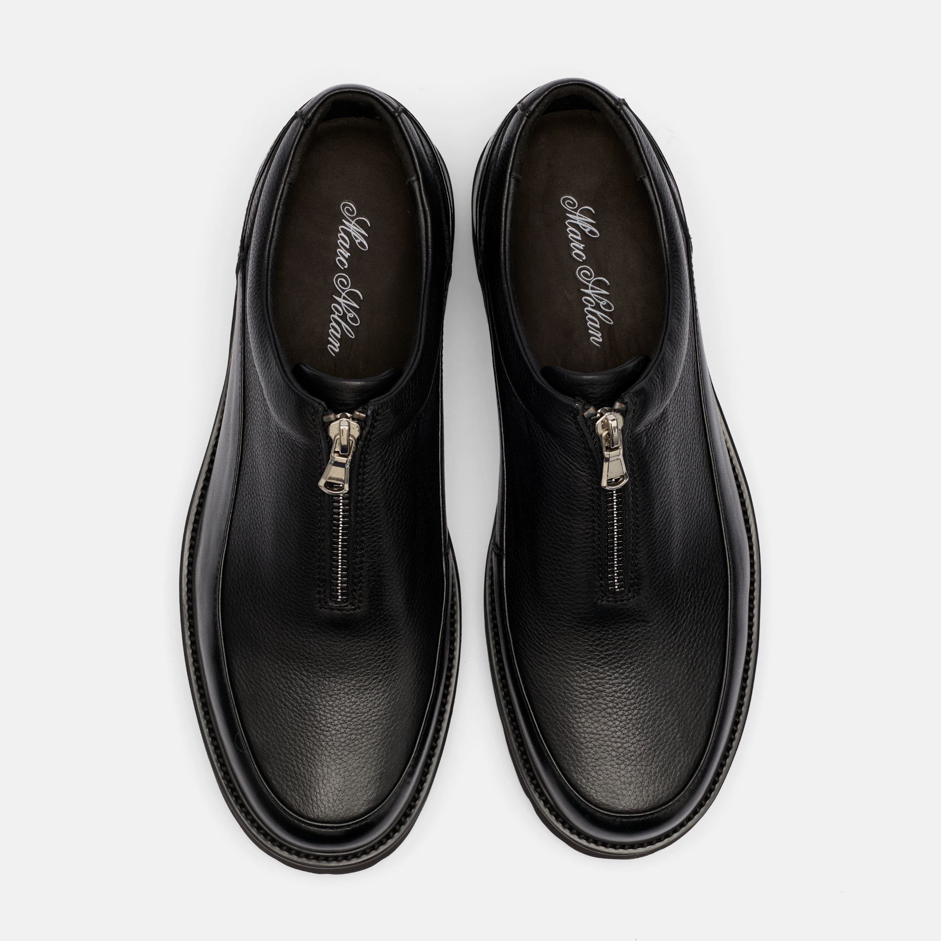 Monza Black Leather Zip Shoe