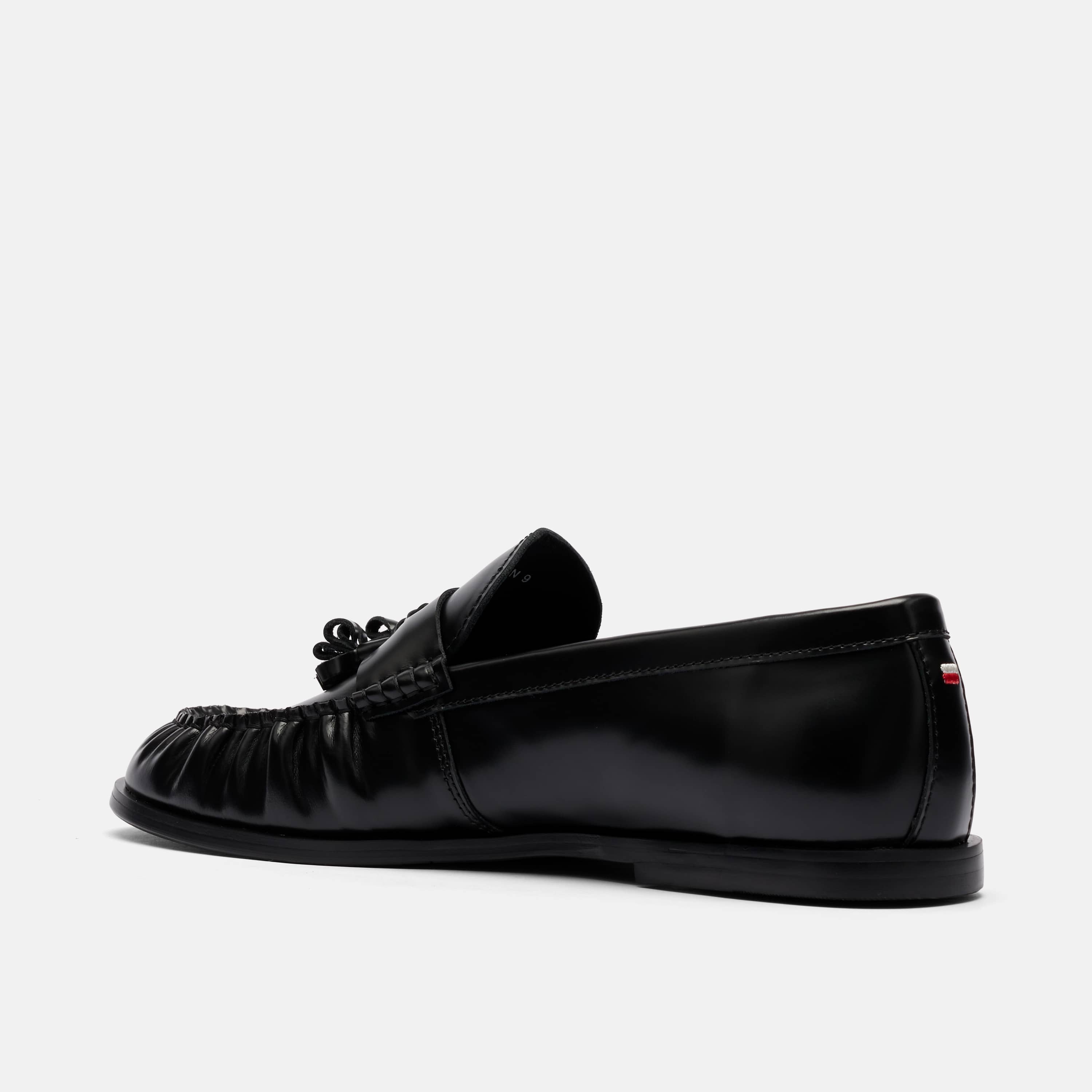 Morgan Black Pleated Leather Tassel Loafers