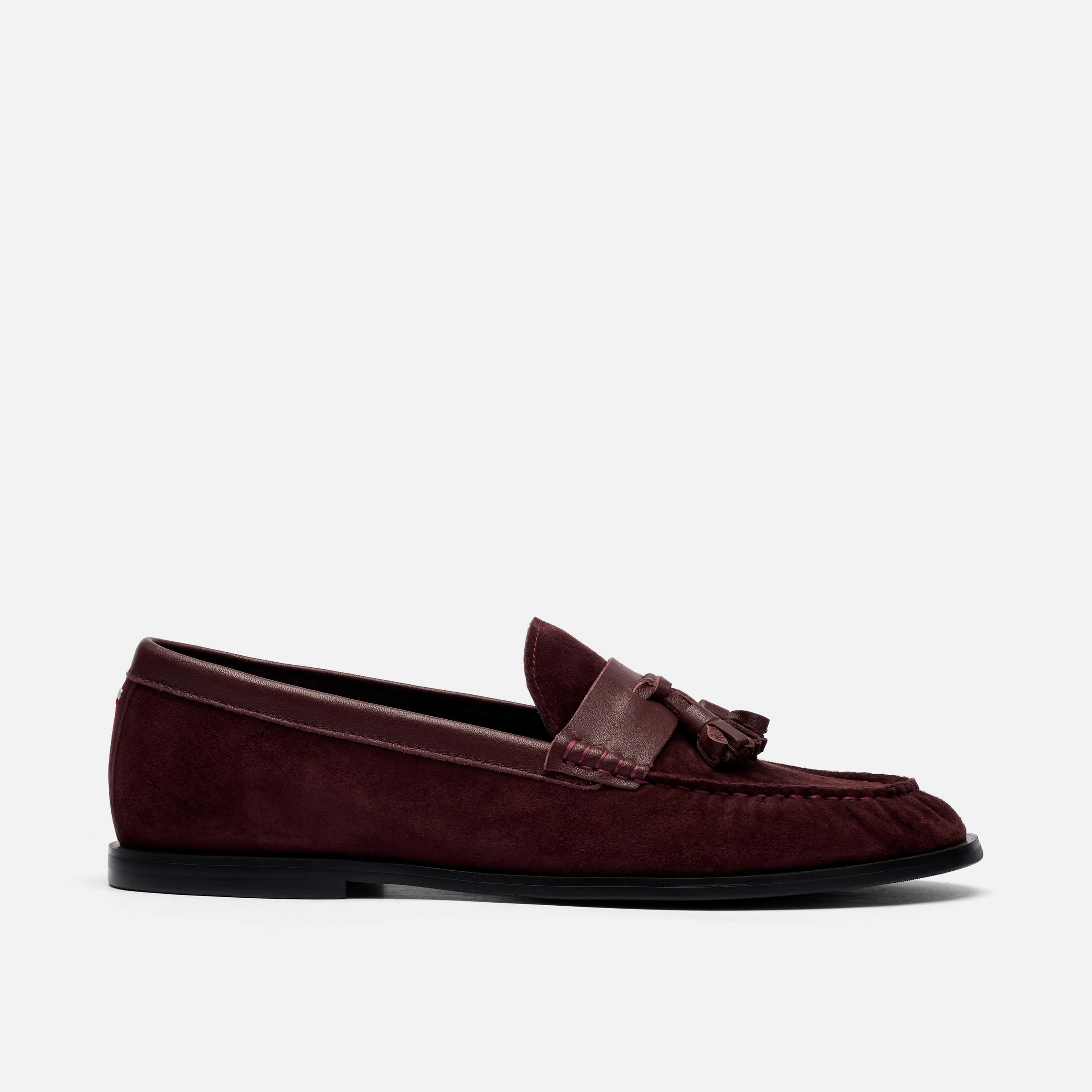 Morgan Burgundy Pleated Suede Tassel Loafers