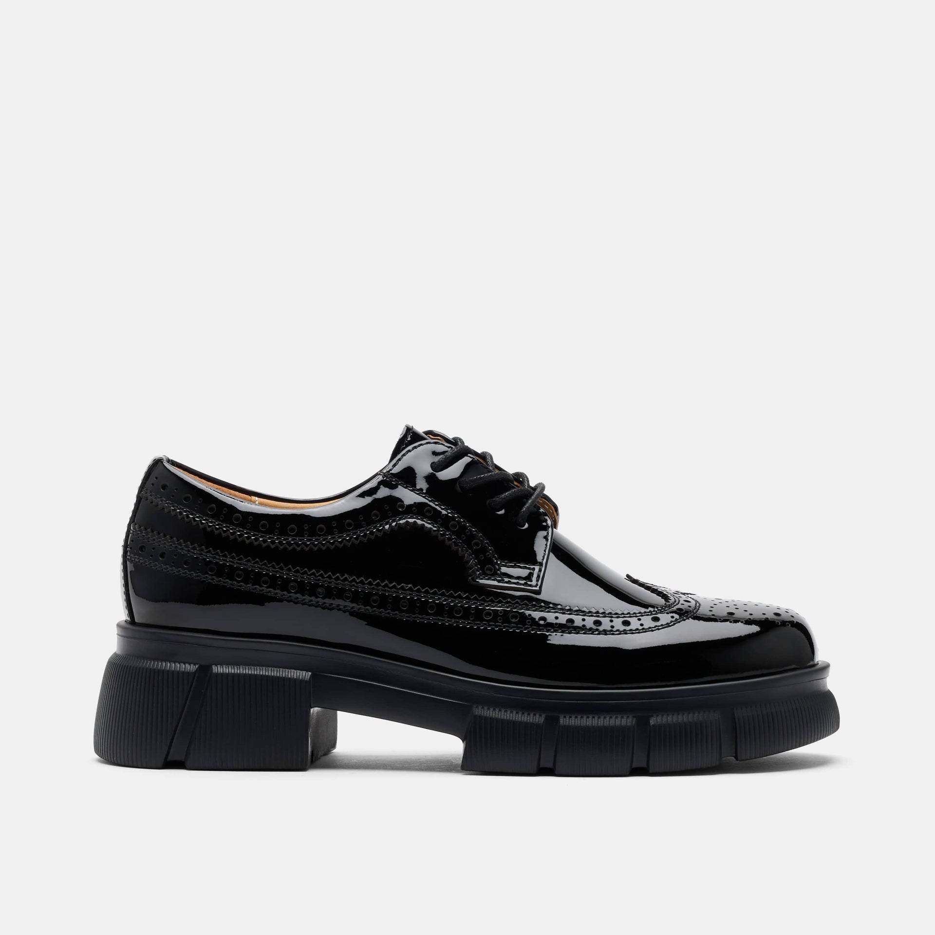 Marc Nolan Women's Ms. Alexander Leather Lug Wingtip Derby - Black - Sneakers