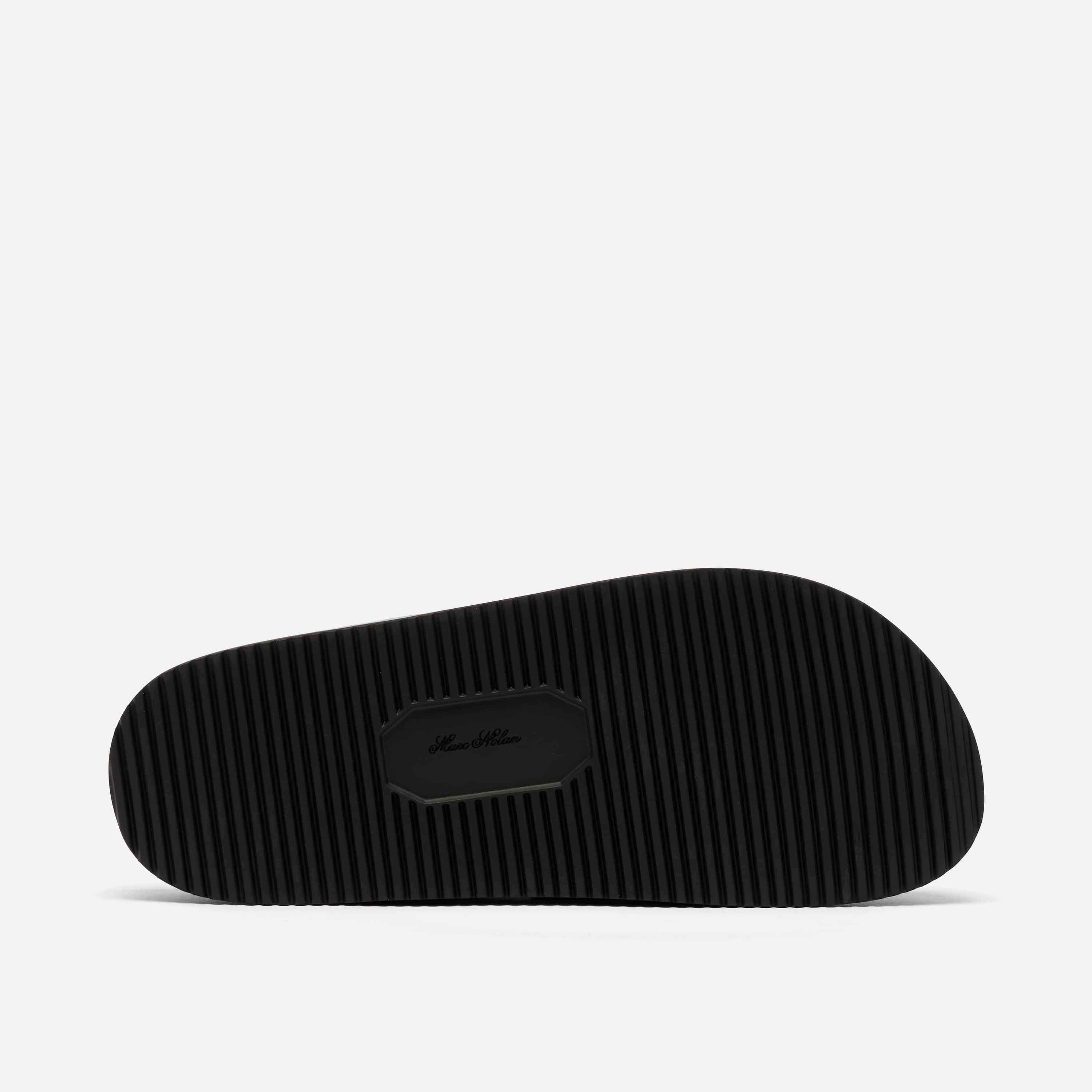 Ms. Hampton Black Crocskin Leather Tassel Mules