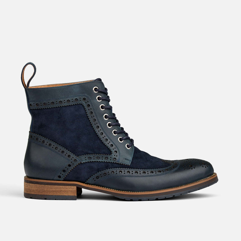 Navy brogue boots Clearance