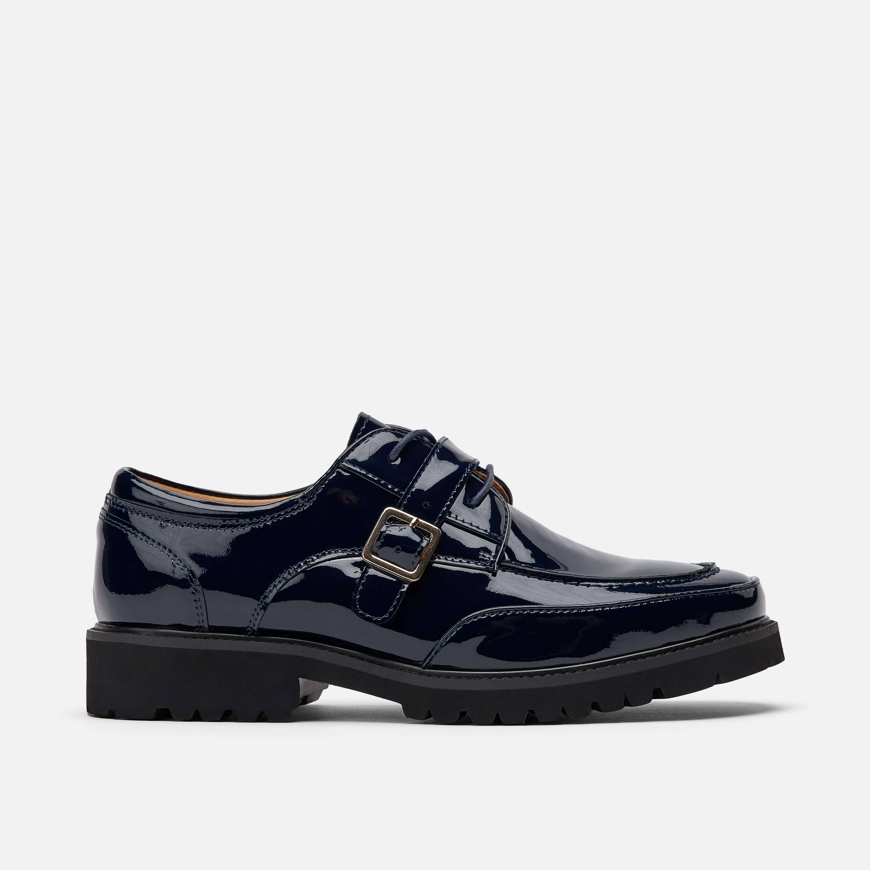 Ms. Atlas Navy Patent Leather Lug Derby by Marc Nolan Size 5 SuitShop