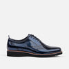 Oscar Navy Patent Leather Wholecut Brogue Sneakers (Black Sole)