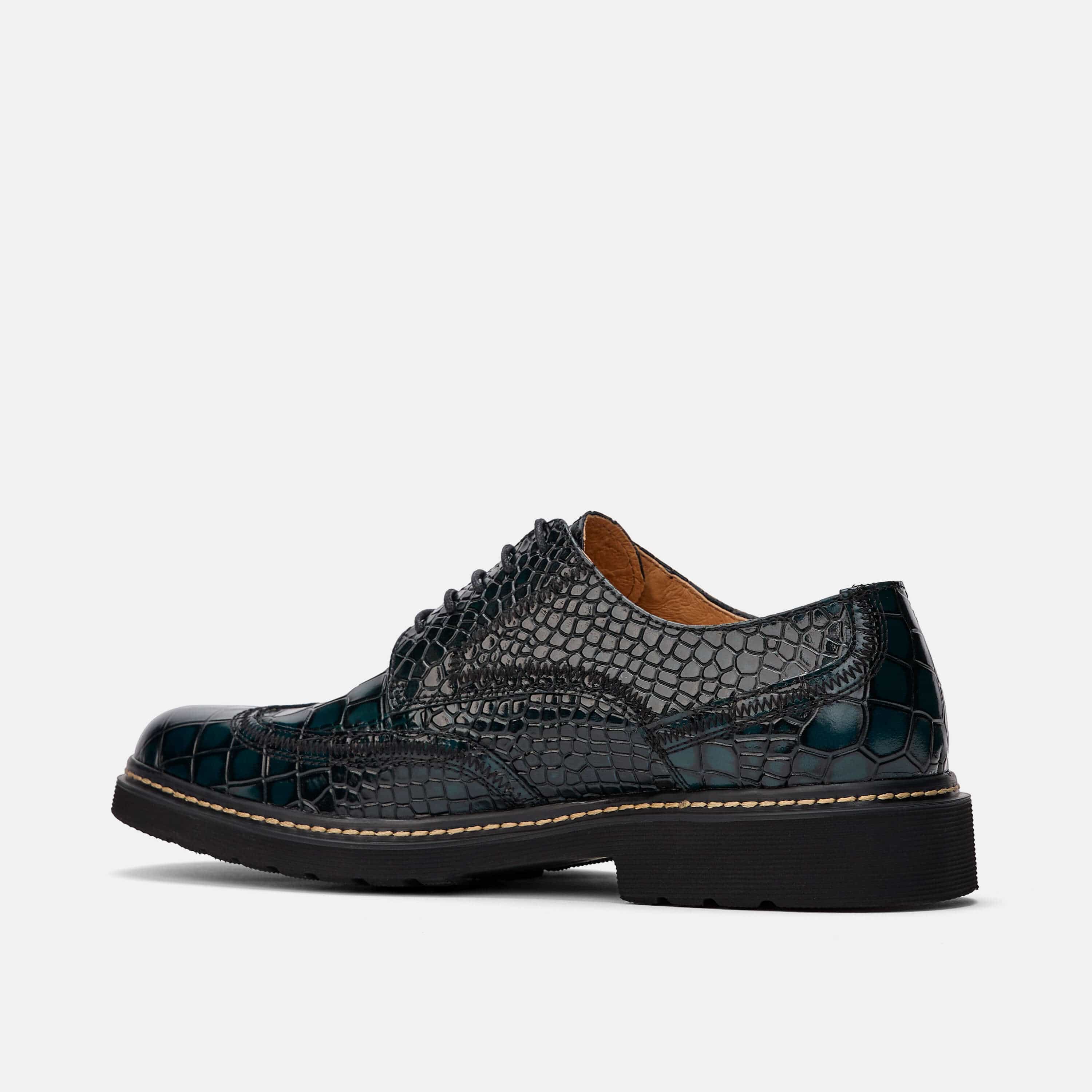 Roman Navy Croc Leather Wingtip Sneakers