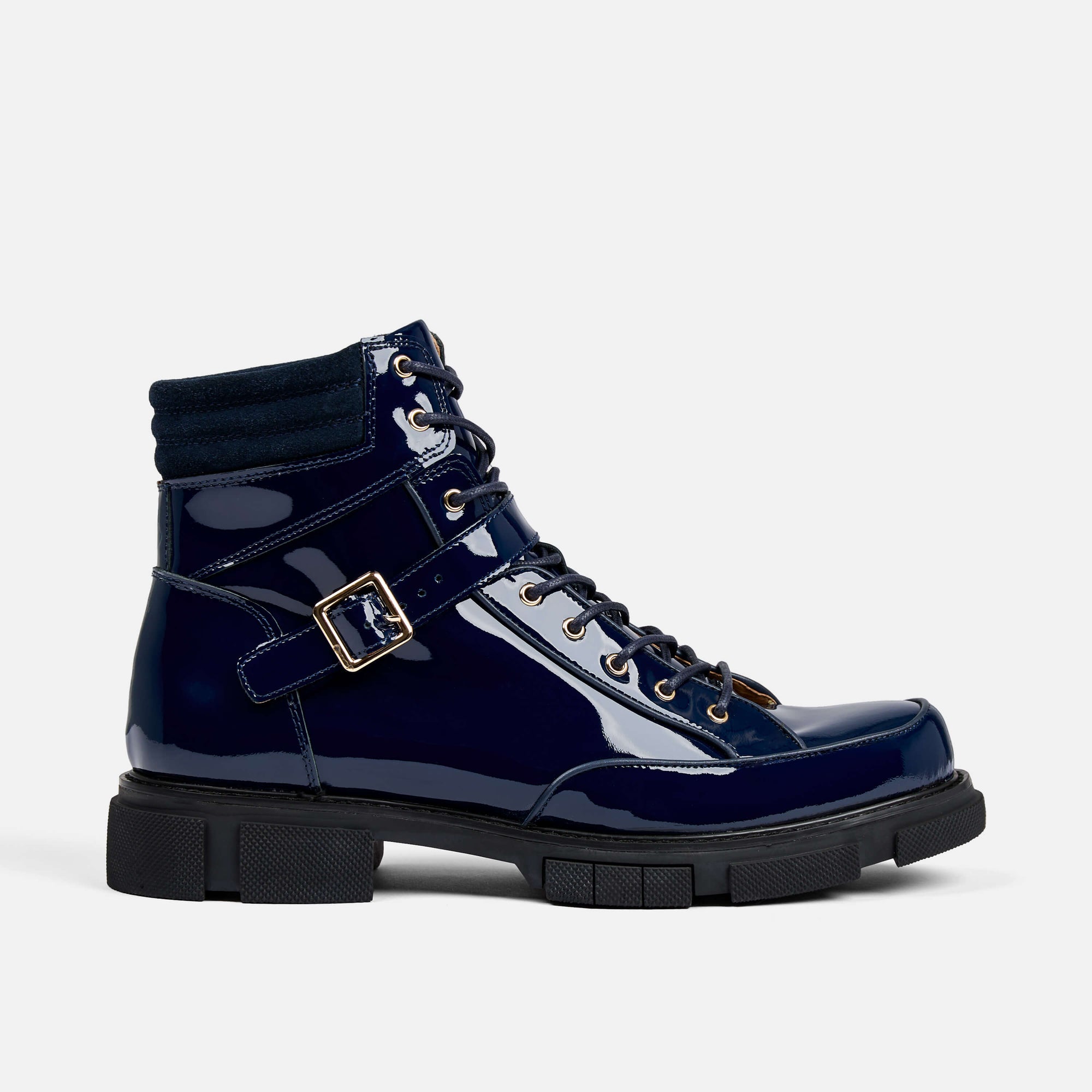 Navy patent boots Clearance