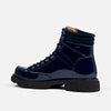 Atlas Navy Patent Leather Strap Boots