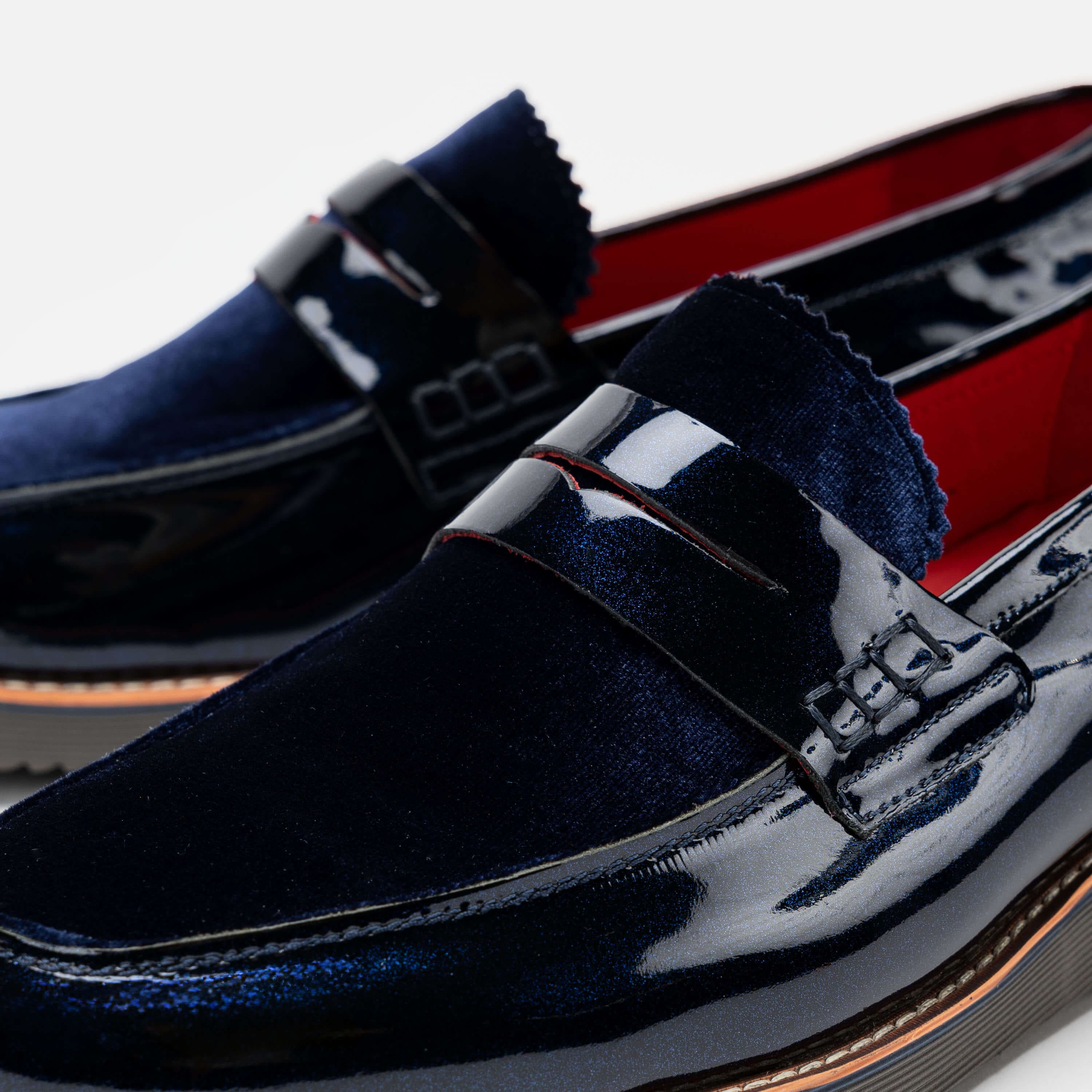 Blue patent leather loafers online