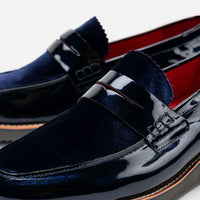 Abe Navy Patent Leather Penny Loafers