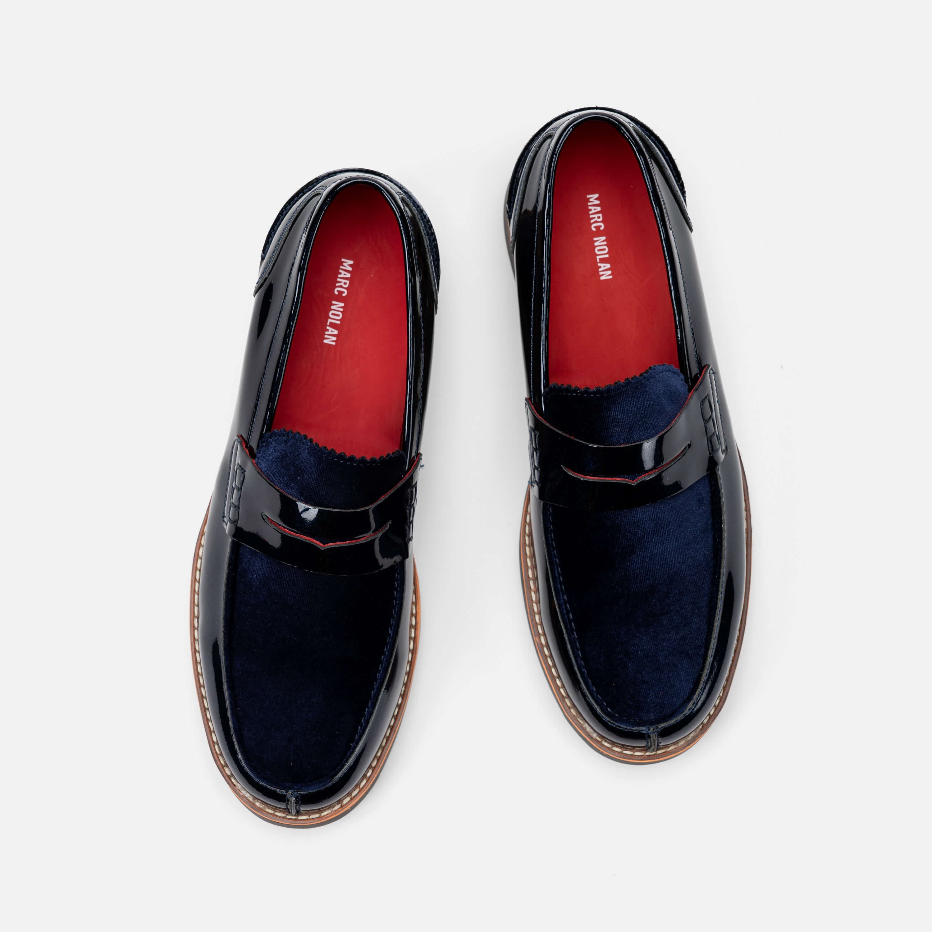 Abe Navy Patent Leather Penny Loafers