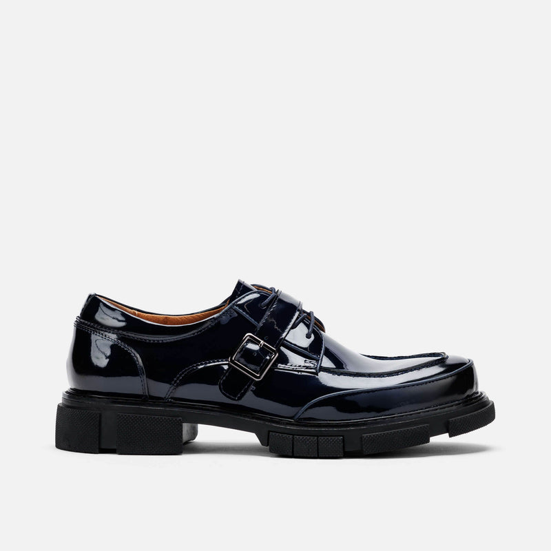 The Olive Navy Blue Patent Leather Derby main image 1
