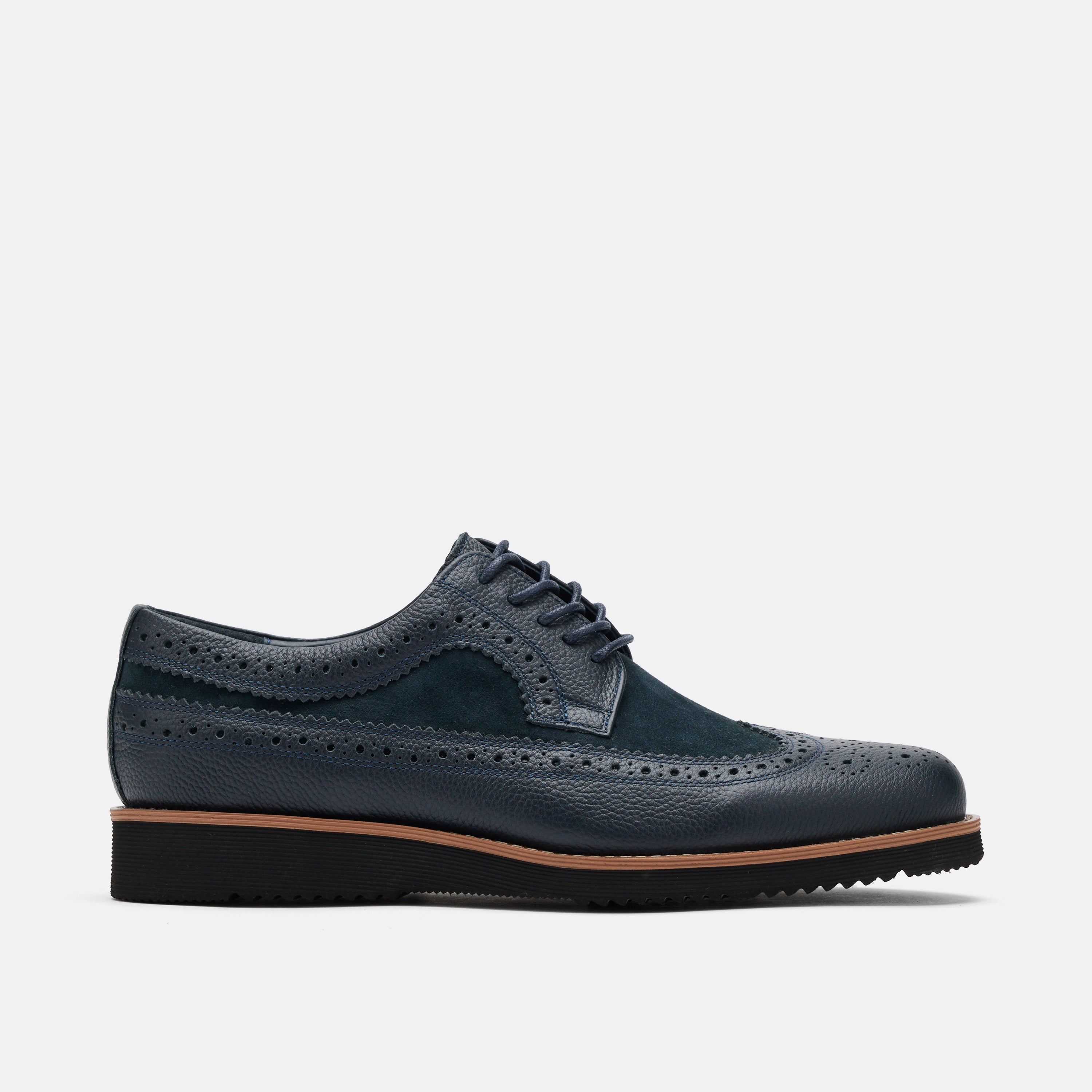 Alexander Navy Leather Longwing Sneakers