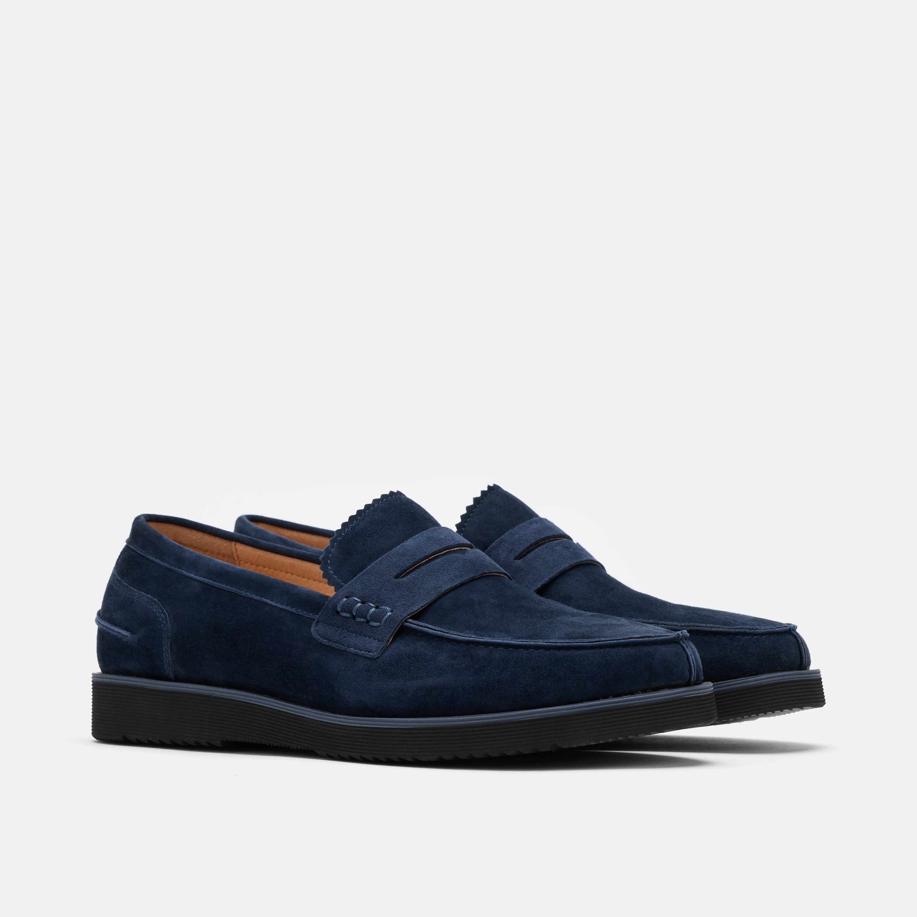 Abe Navy Suede Penny Loafers