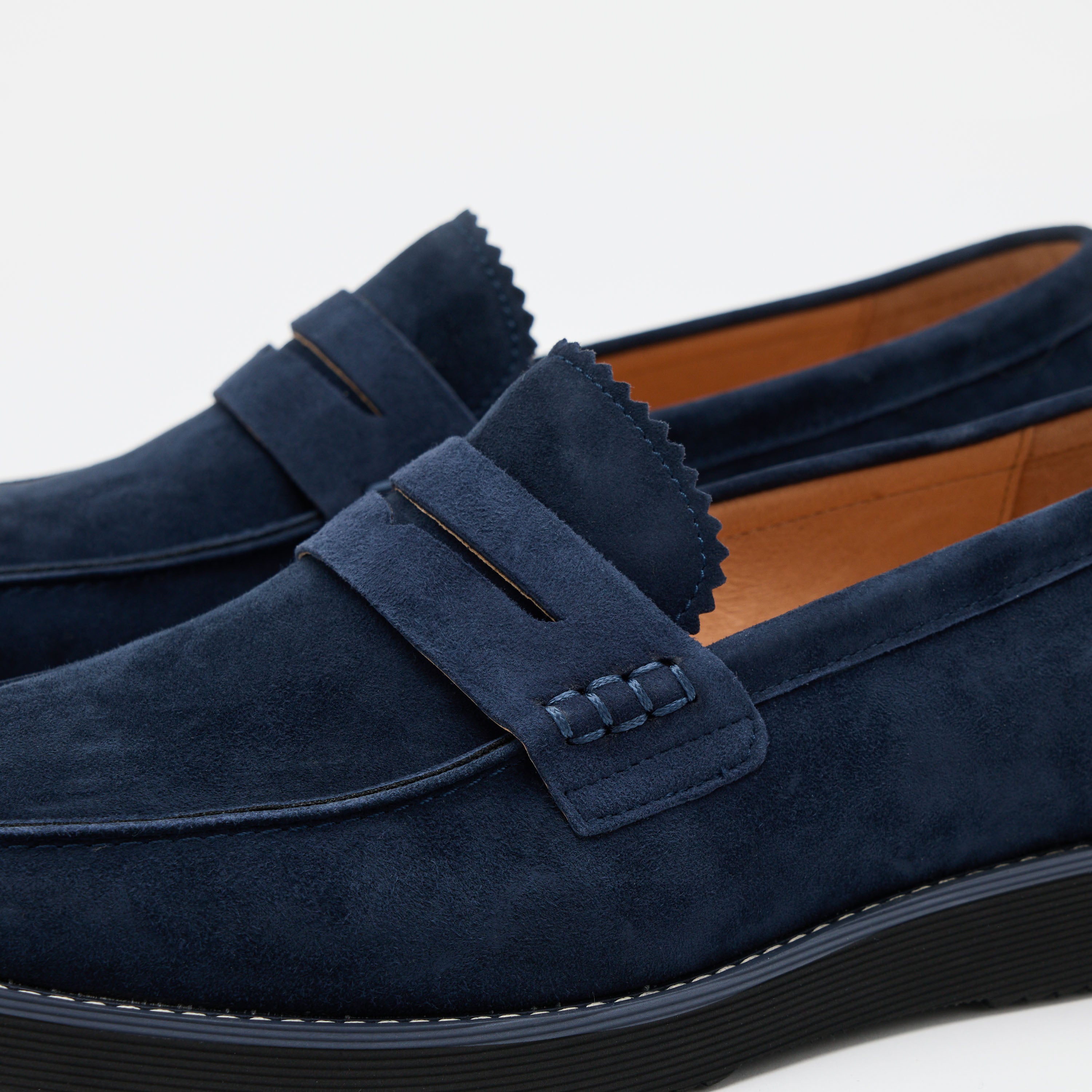 Abe Navy Suede Penny Loafers