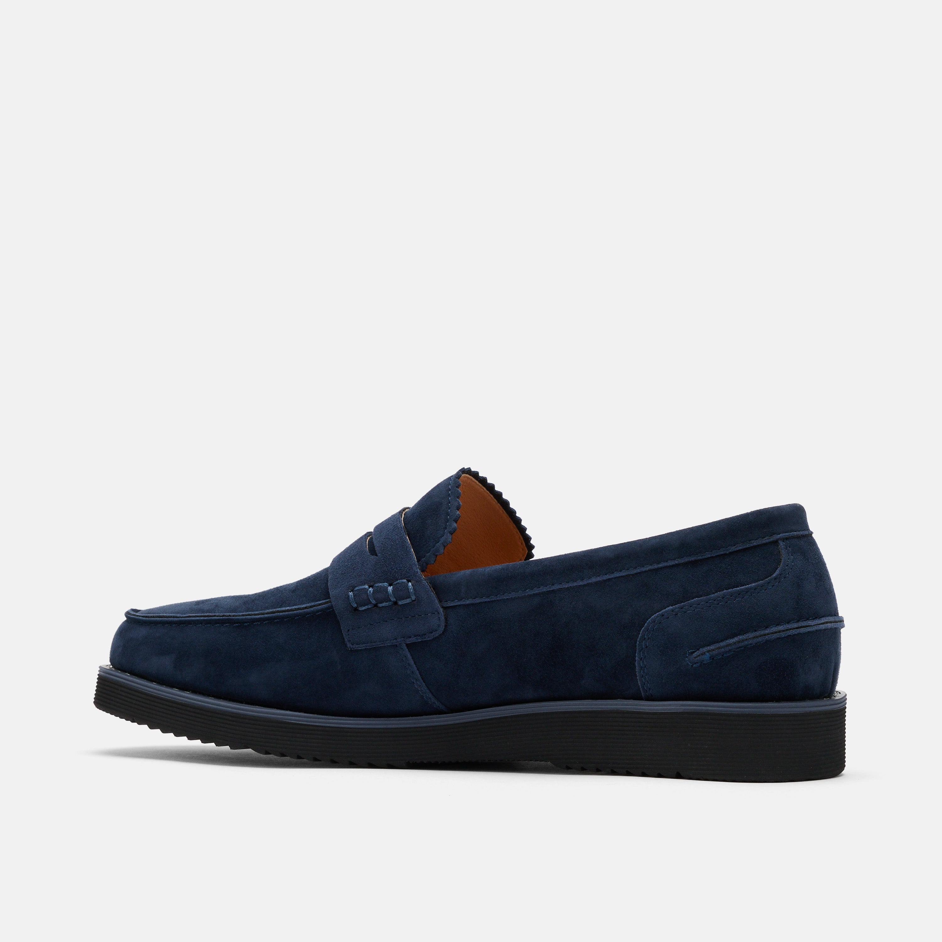 Abe Navy Suede Penny Loafers