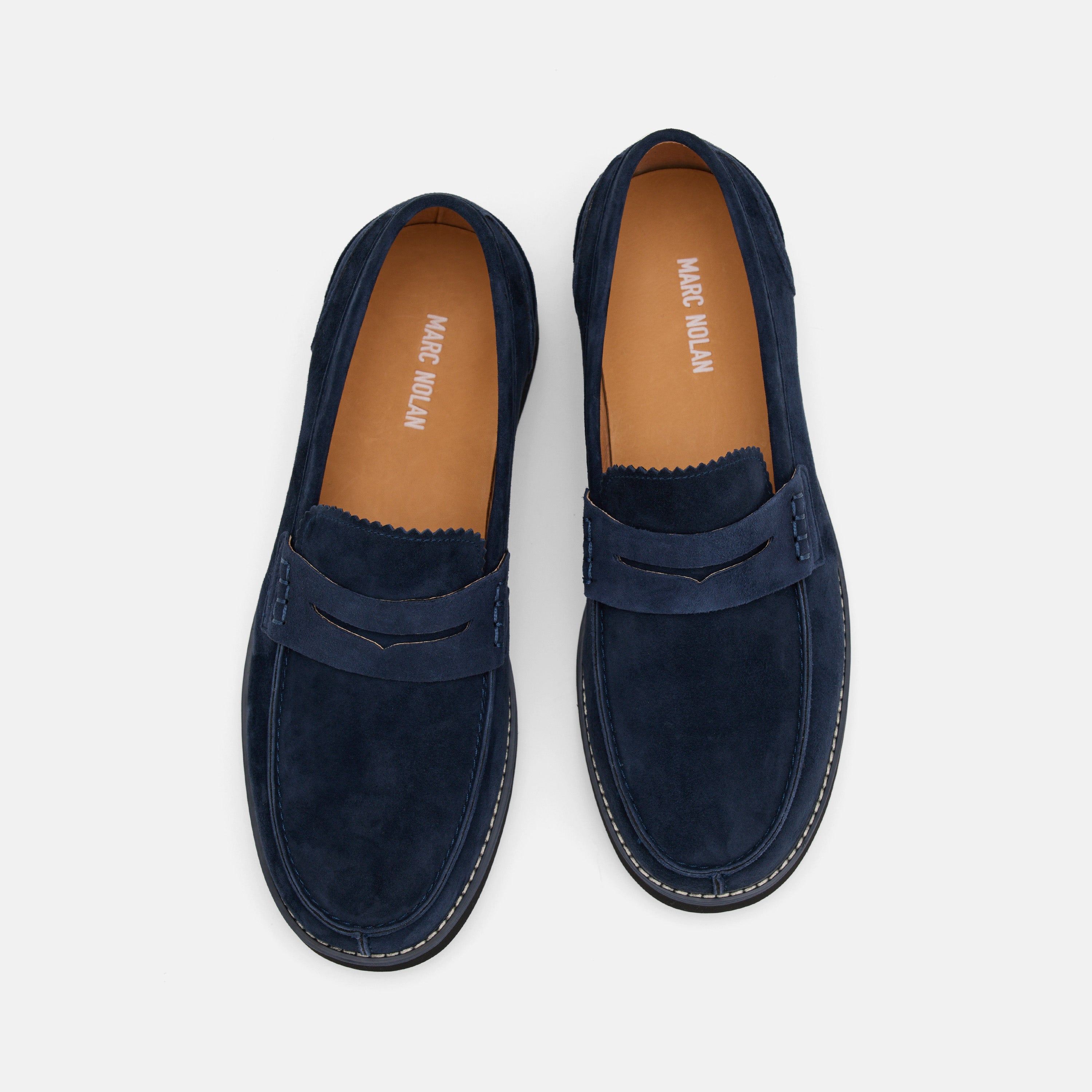 Abe Navy Suede Penny Loafers