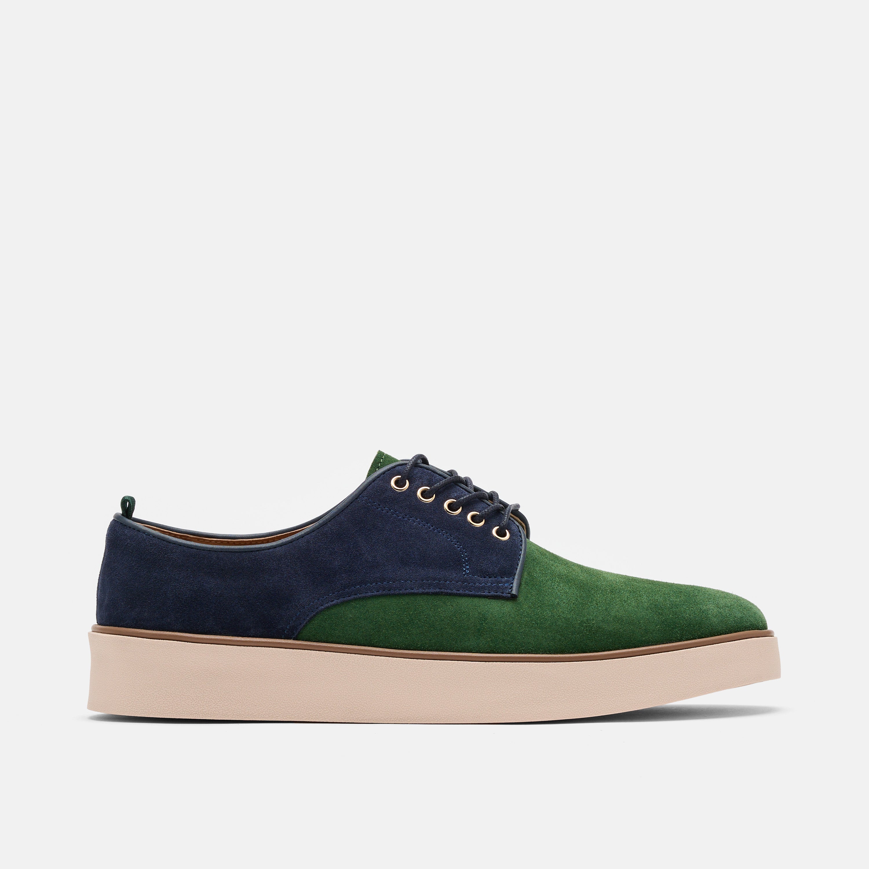 Deion Navy/Green Suede Derby Sneakers