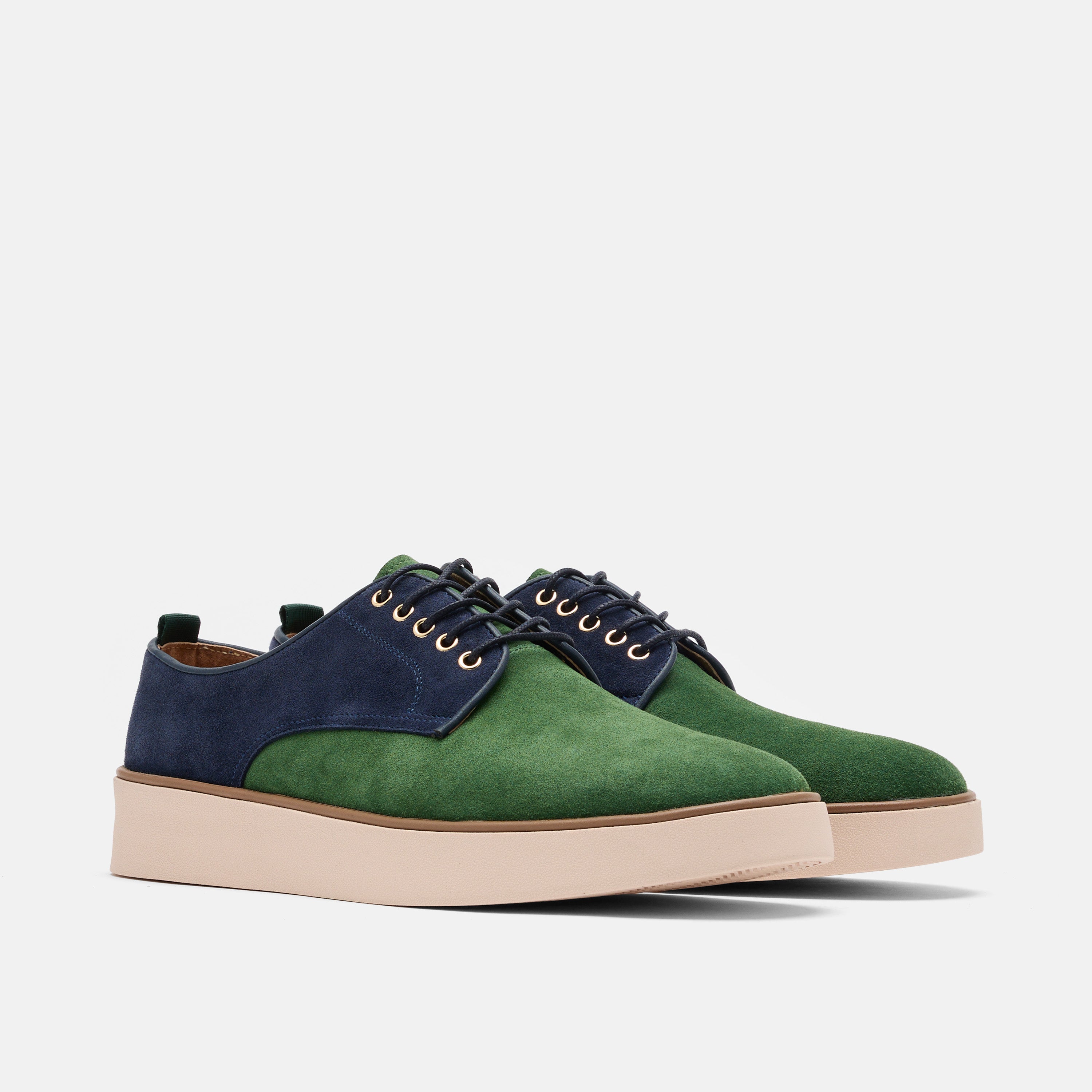 Deion Navy/Green Suede Derby Sneakers