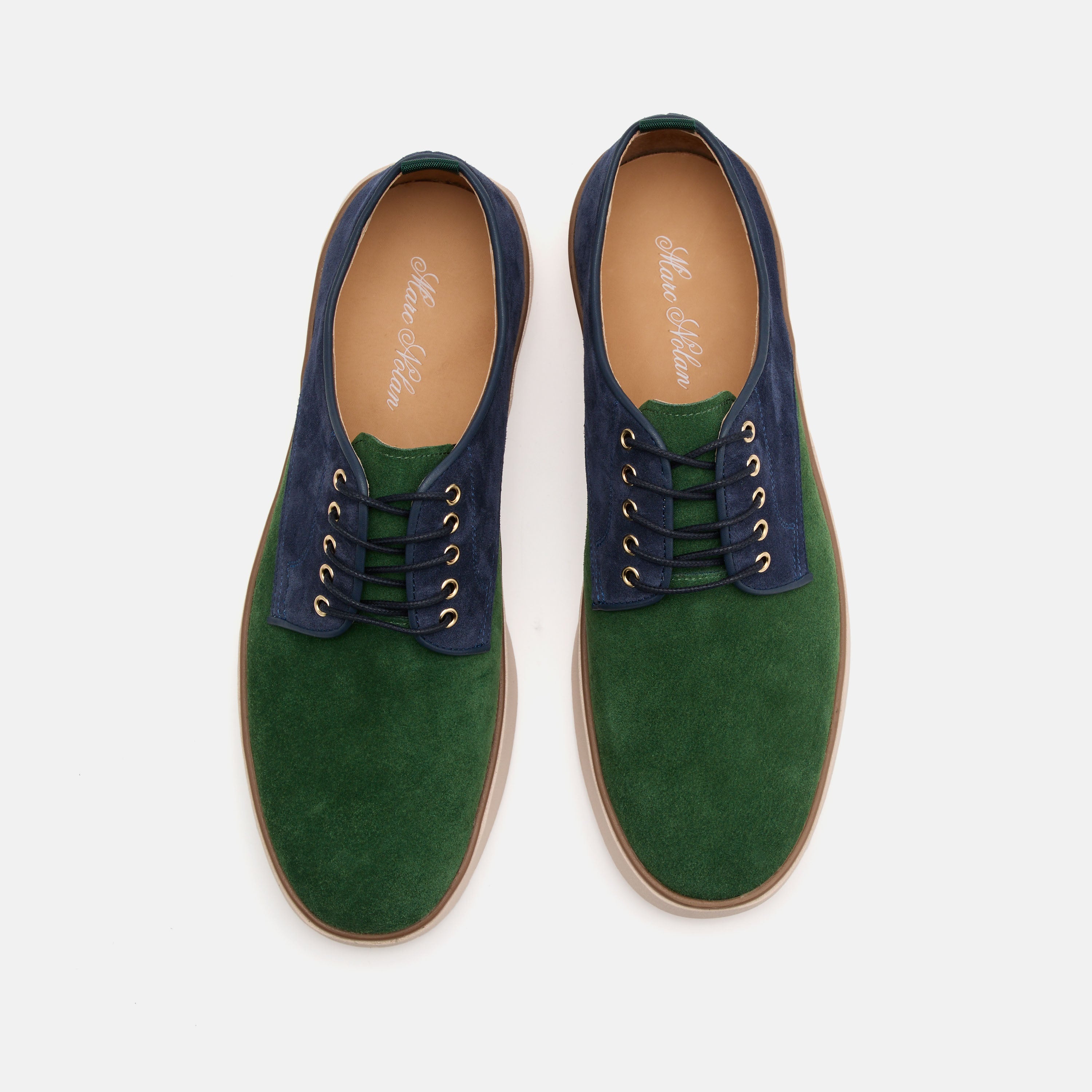 Deion Navy/Green Suede Derby Sneakers