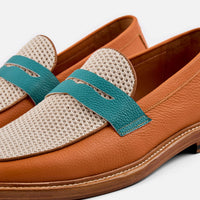 Calum Orange Sea Leather Penny Loafers