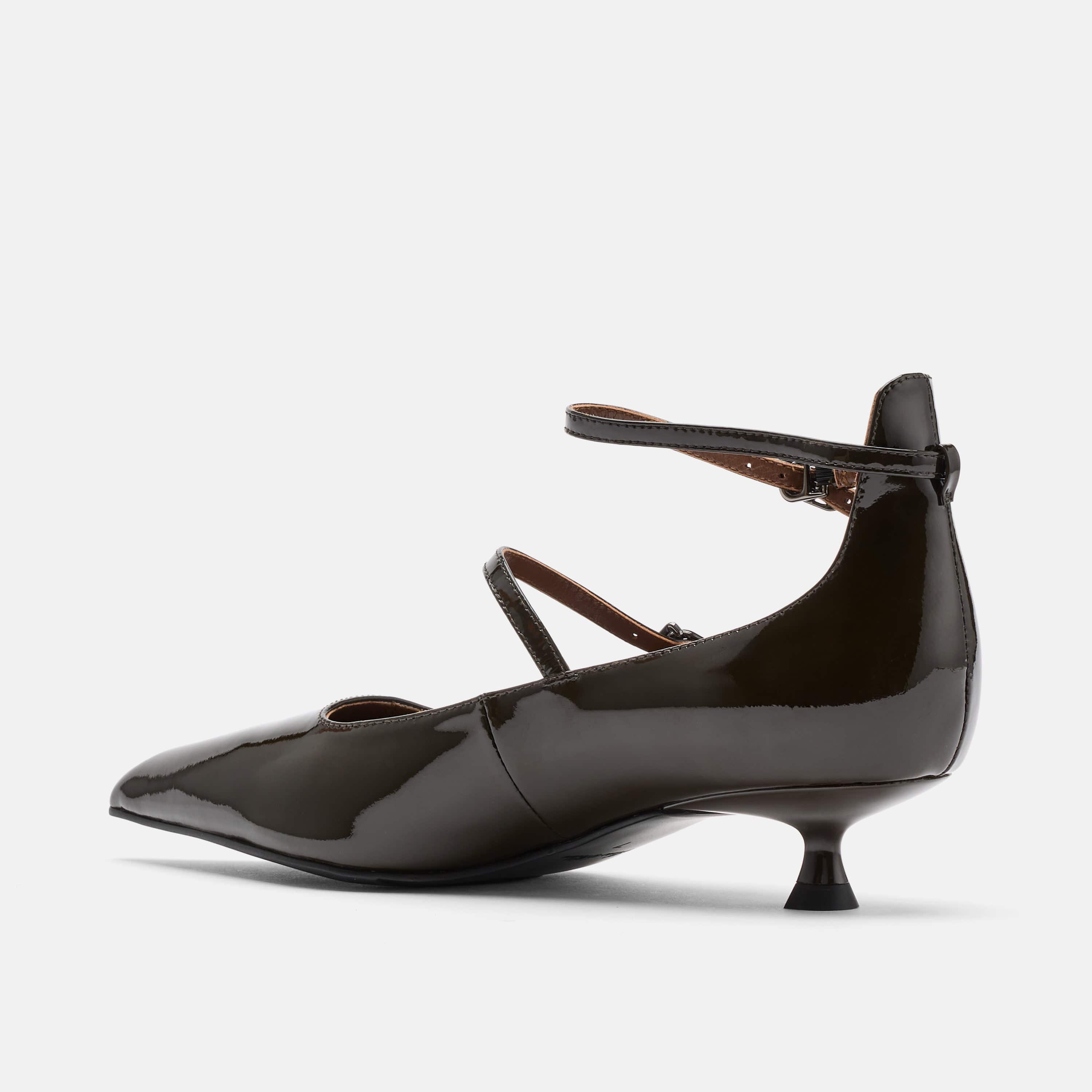 Paige Dark Green Patent Leather Kitten Heels