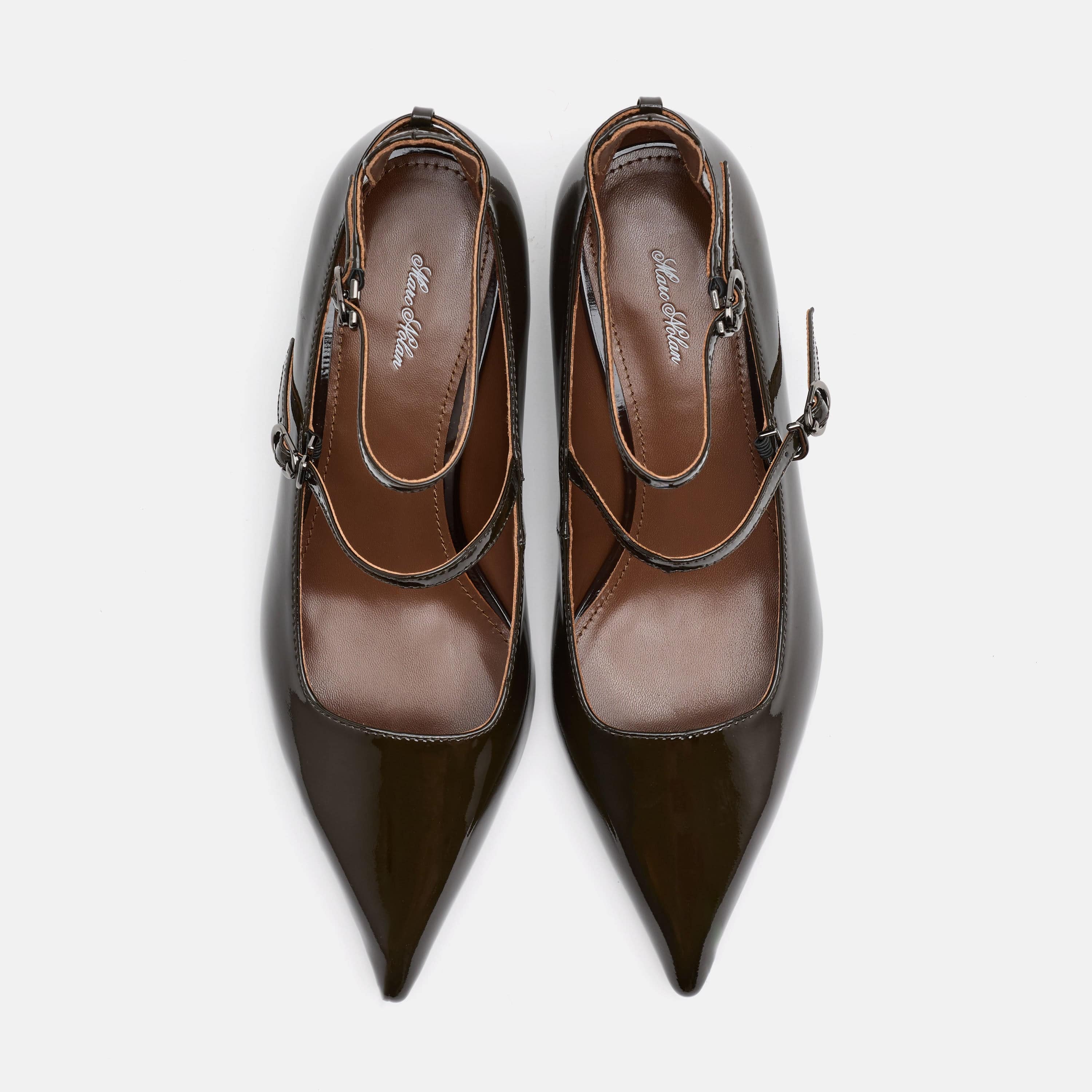 Paige Dark Green Patent Leather Kitten Heels