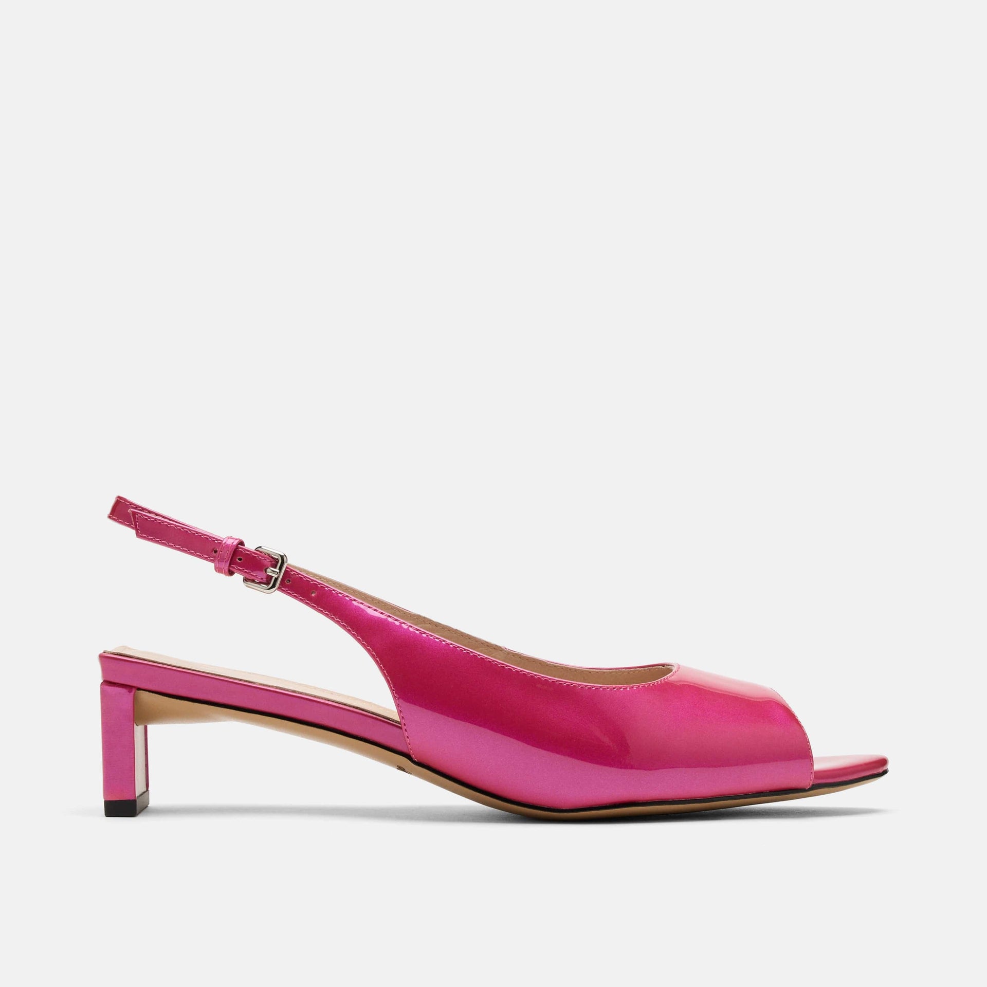 Carmen Patent Leather Slingback Peep Toe Heels