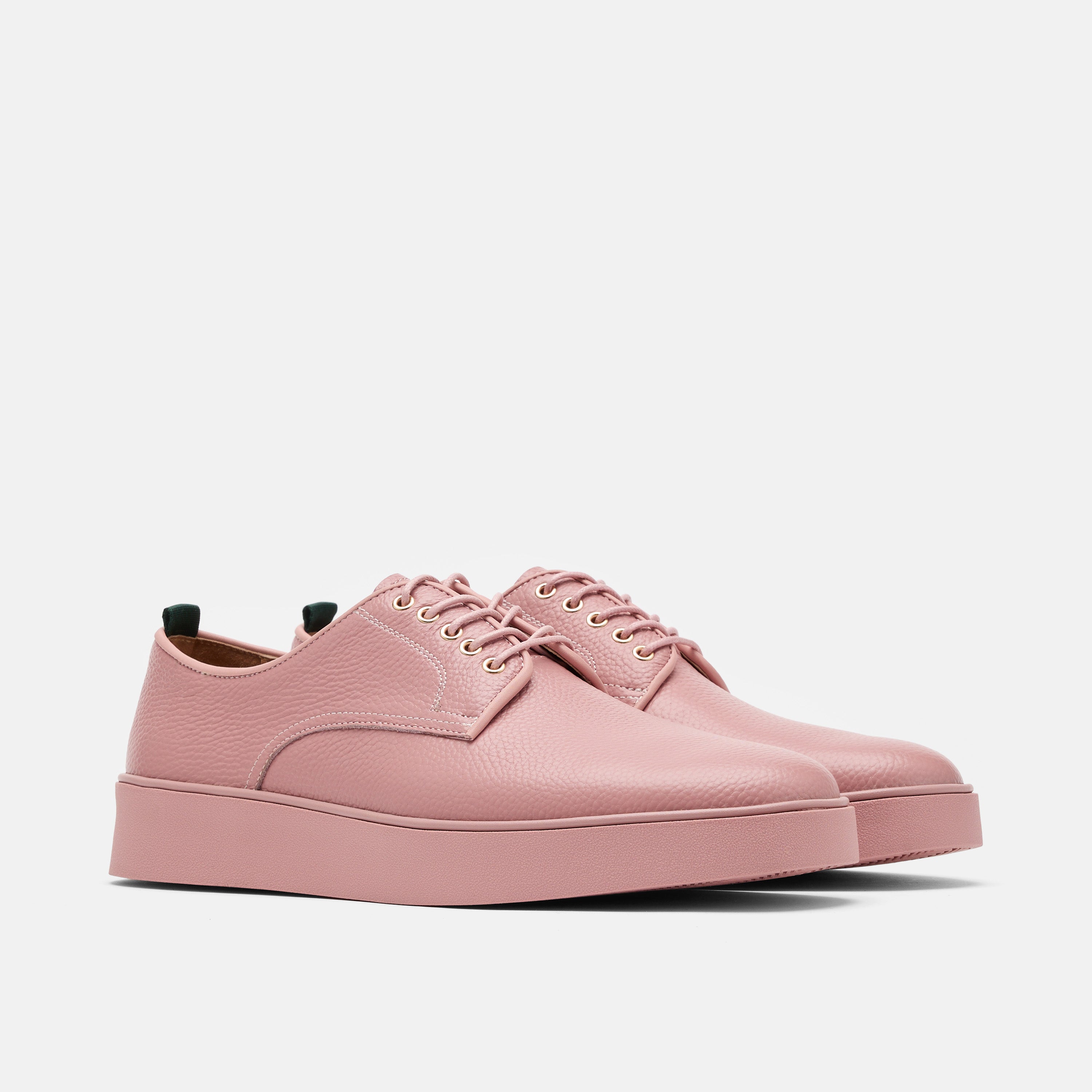 Deion Pink Leather Derby Sneakers