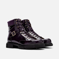 Atlas Purple Patent Leather Strap Boots